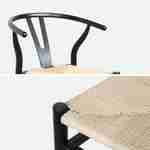 Lot de deux chaises vintage noires en bois d'hévéa avec assise en cordes et dossier arrondi Photo7