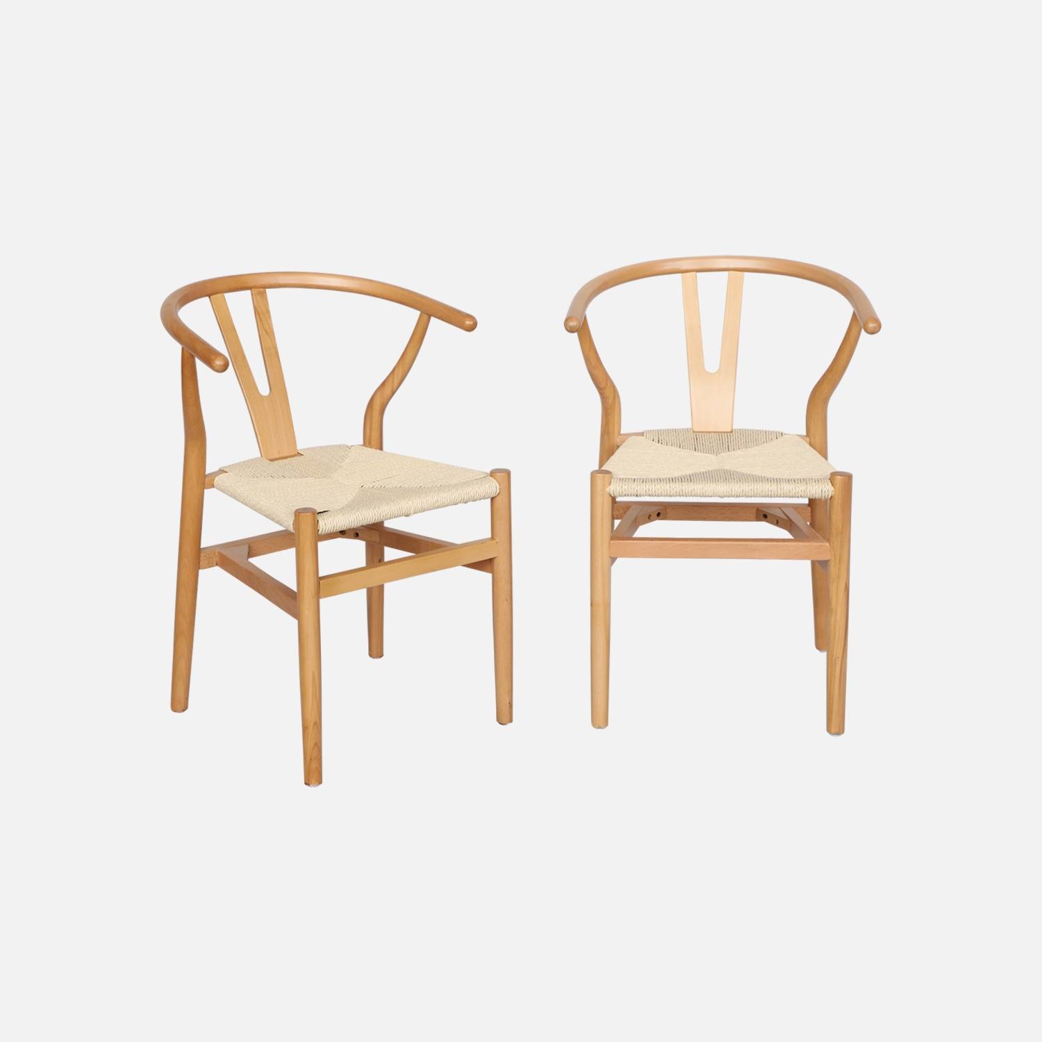 Chaise en bois naturel assise en cordes (lot de 2) l sweeek