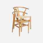 Lot de deux chaises vintage naturelles en bois d'hévéa avec assise en cordes et dossier arrondi Photo4