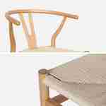Lot de deux chaises vintage naturelles en bois d'hévéa avec assise en cordes et dossier arrondi Photo7