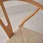 Lot de deux chaises vintage naturelles en bois d'hévéa avec assise en cordes et dossier arrondi Photo3