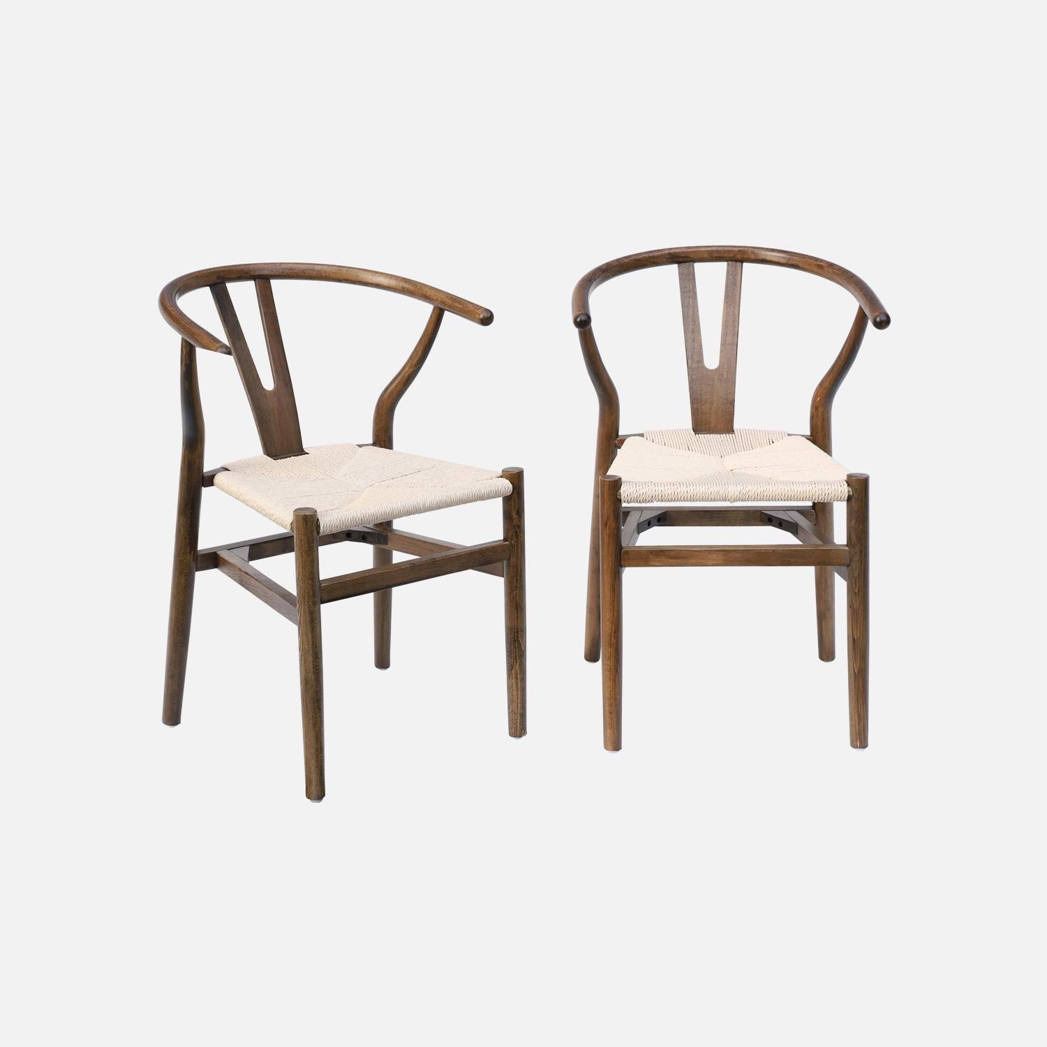 Bruine houten stoel met touw, set van 2 l sweeek