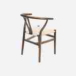 Lot de deux chaises vintage marron vieilli en bois d'hévéa avec assise en cordes et dossier arrondi Photo3