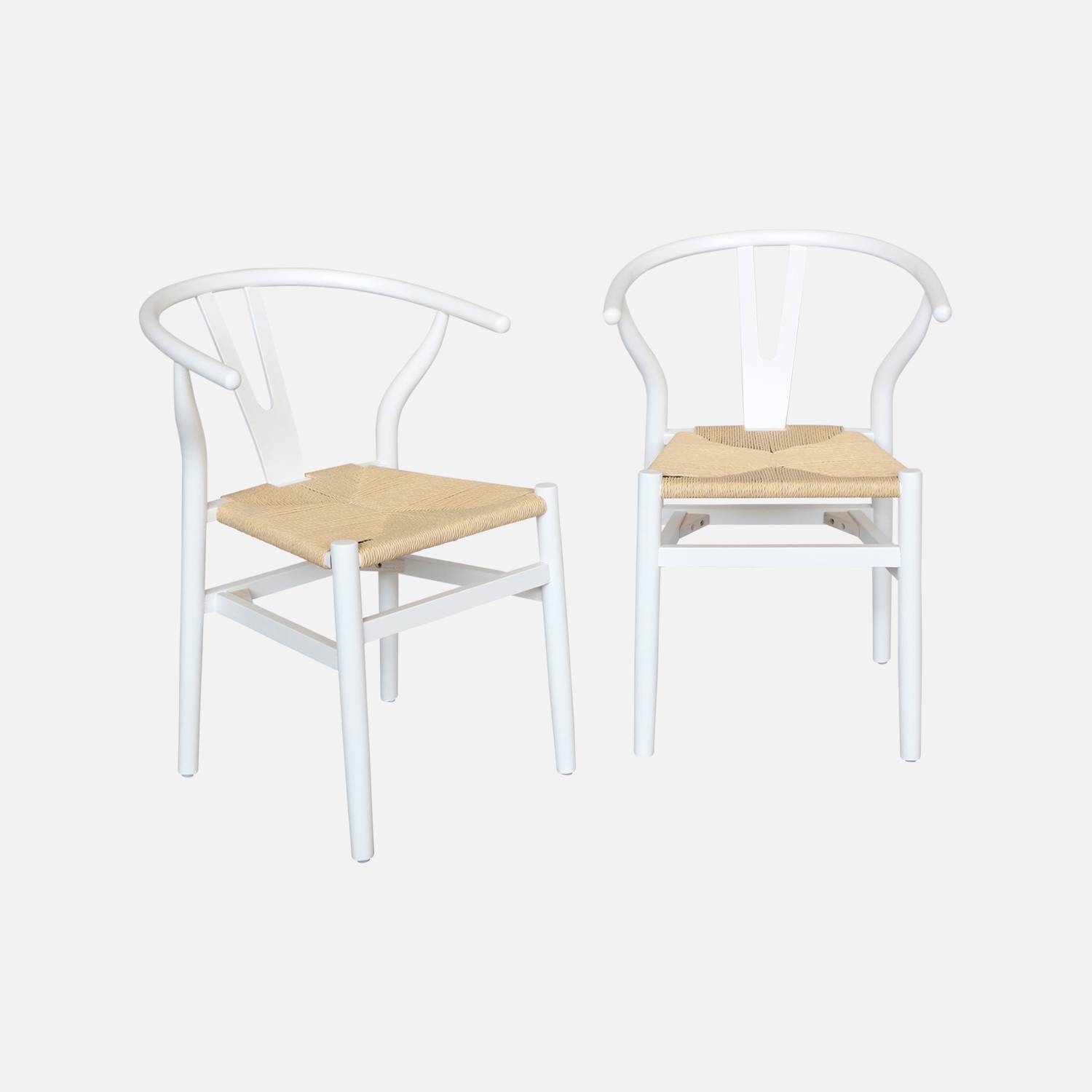 Witte houten stoel met touw, set van 2 l sweeek