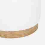 Tabouret scandinave rond en bouclettes blanches structure bois de sapin Ø40 x H 45cm Photo2