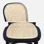 Set van twee vintage zwarte houten stoelen met rotan zitvlak en rugleuning Photo5