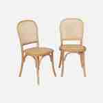 Lot de deux chaises naturelles vintage en bois avec assise et dossier en rotin Photo1