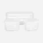 Banco de caixa encaracolado com 2 pufes de arrumação ovais brancos encaracolados integrados - L111cm Photo1