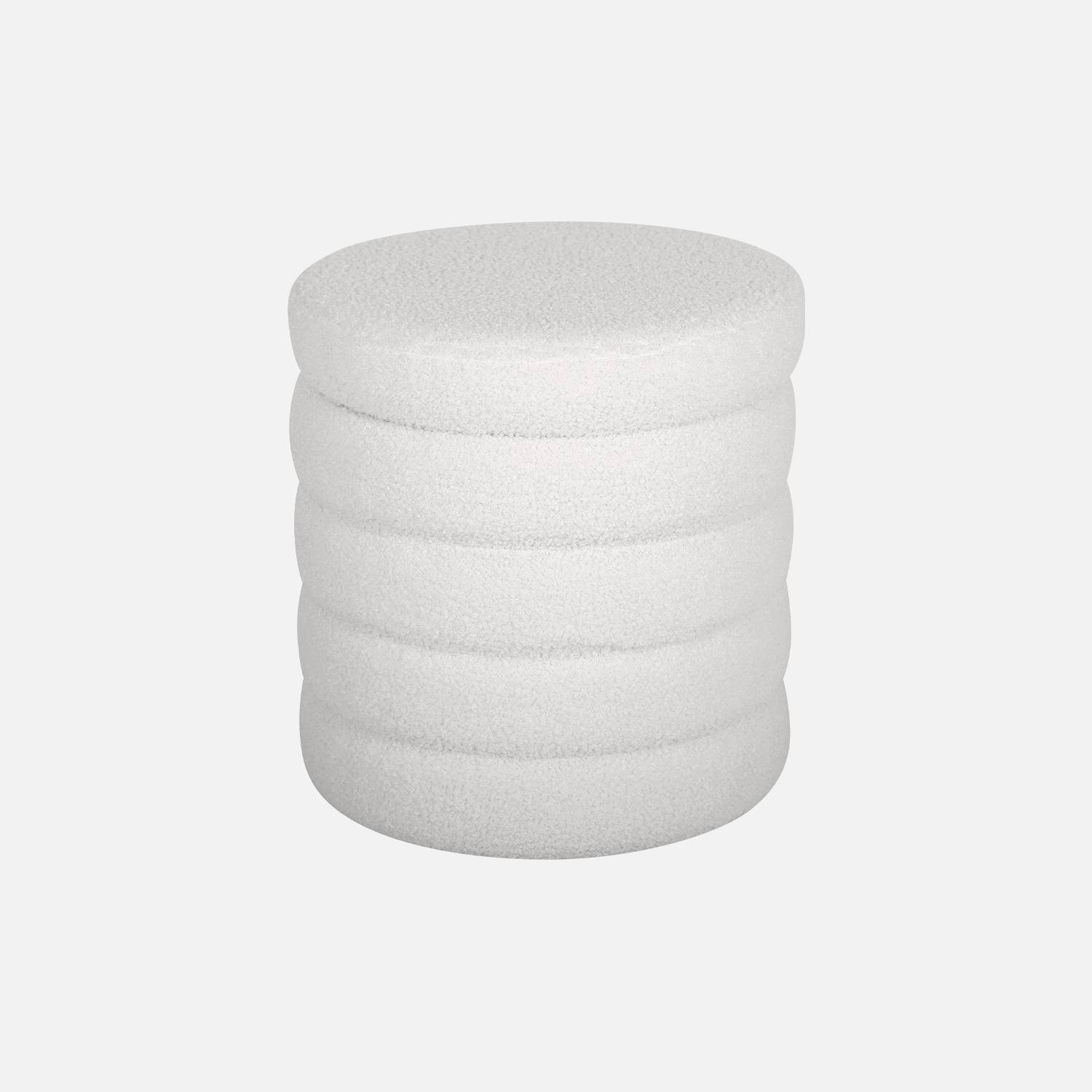 Sgabello contenitore bianco con anello, Snow, Bianco, 37x37x40 cm Photo3