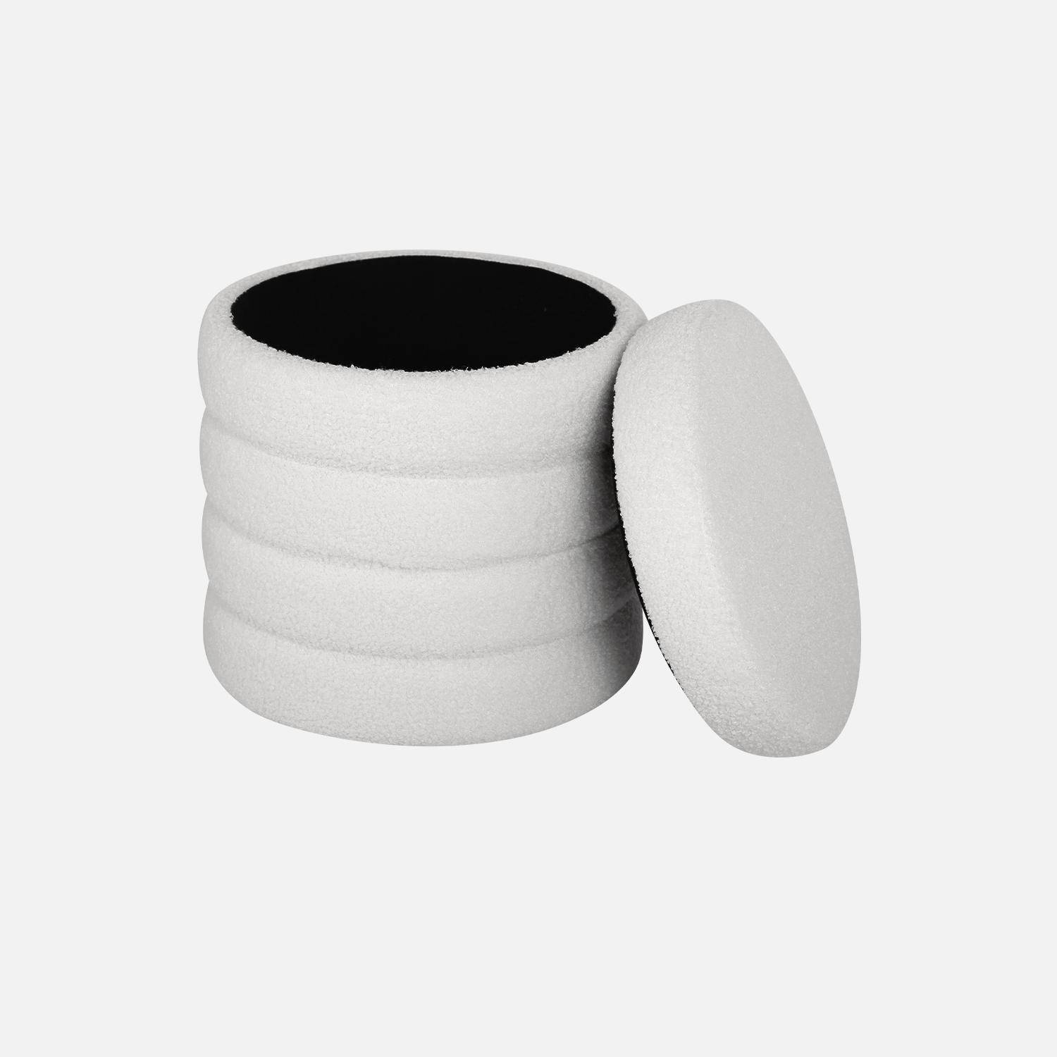 Sgabello contenitore bianco con anello, Snow, Bianco, 37x37x40 cm Photo4