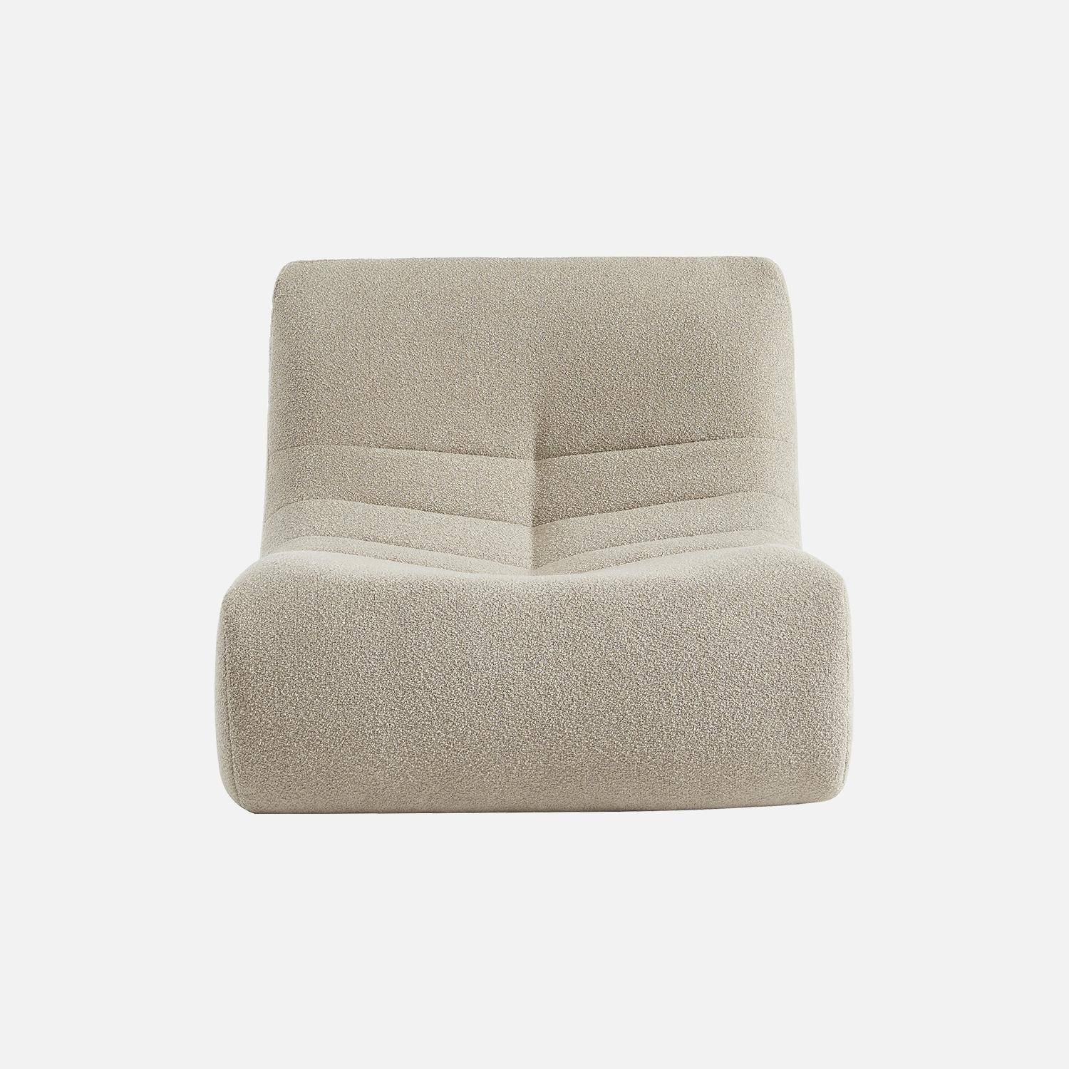 Fauteuil in beige boucléstof, eigentijdse stijl, 1 zitplaats,sweeek,Photo4