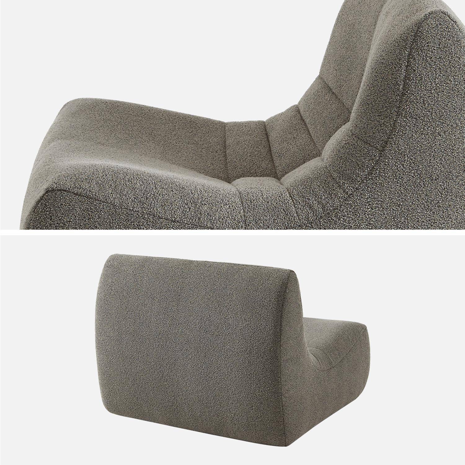 Fauteuil in grijze boucléstof, eigentijdse stijl, 1 zitplaats,sweeek,Photo5