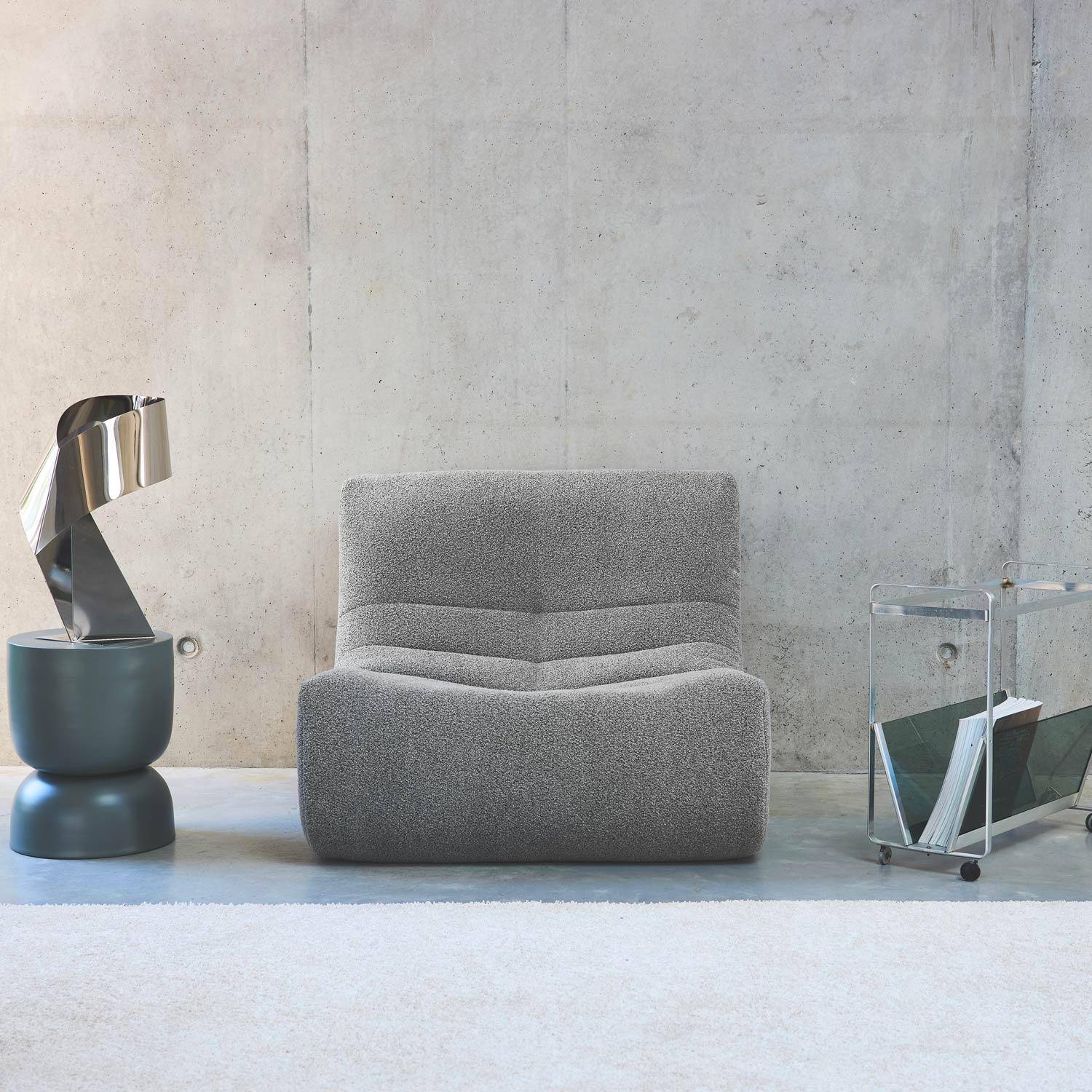 Fauteuil chauffeuse en bouclette texturée gris style contemporain 1 place Photo2