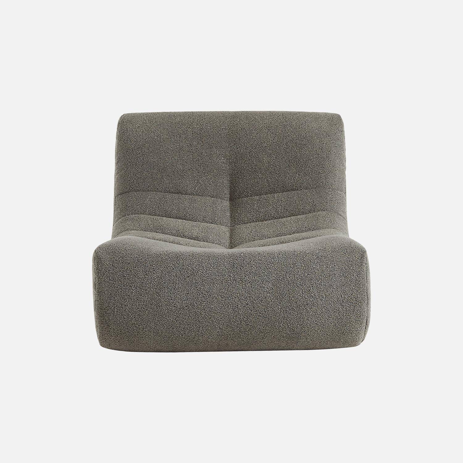 Fauteuil in grijze boucléstof, eigentijdse stijl, 1 zitplaats,sweeek,Photo4