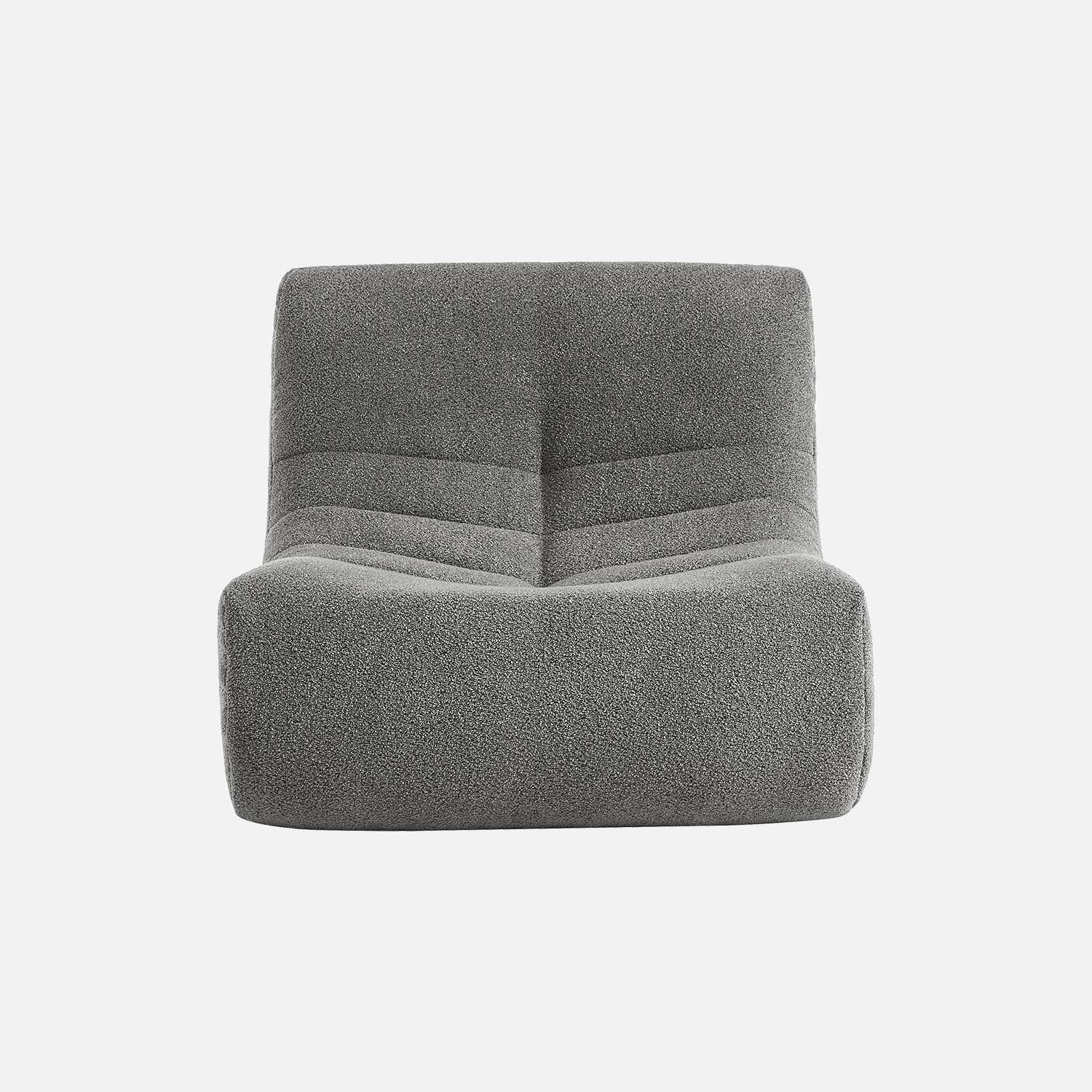 Fauteuil chauffeuse en bouclette texturée gris style contemporain 1 place Photo5