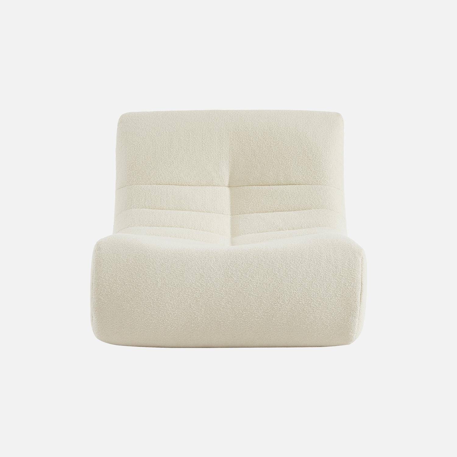 Fauteuil chauffeuse en bouclette texturée blanc style contemporain 1 place,sweeek,Photo3