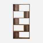 Estantería de diseño asimétrico en madera de nogal oscuro - Pieter - 5 estantes, 10 compartimentos, 83x23x173cm Photo4