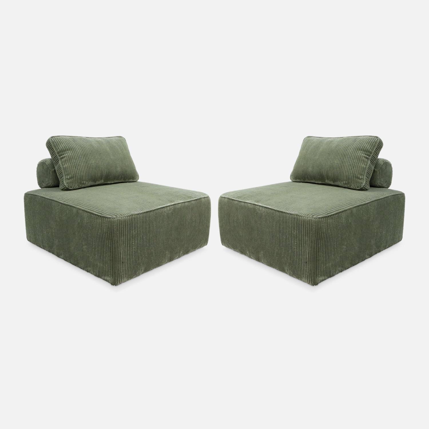 Lot de 2 chauffeuses pour canapé velours côtelé vert