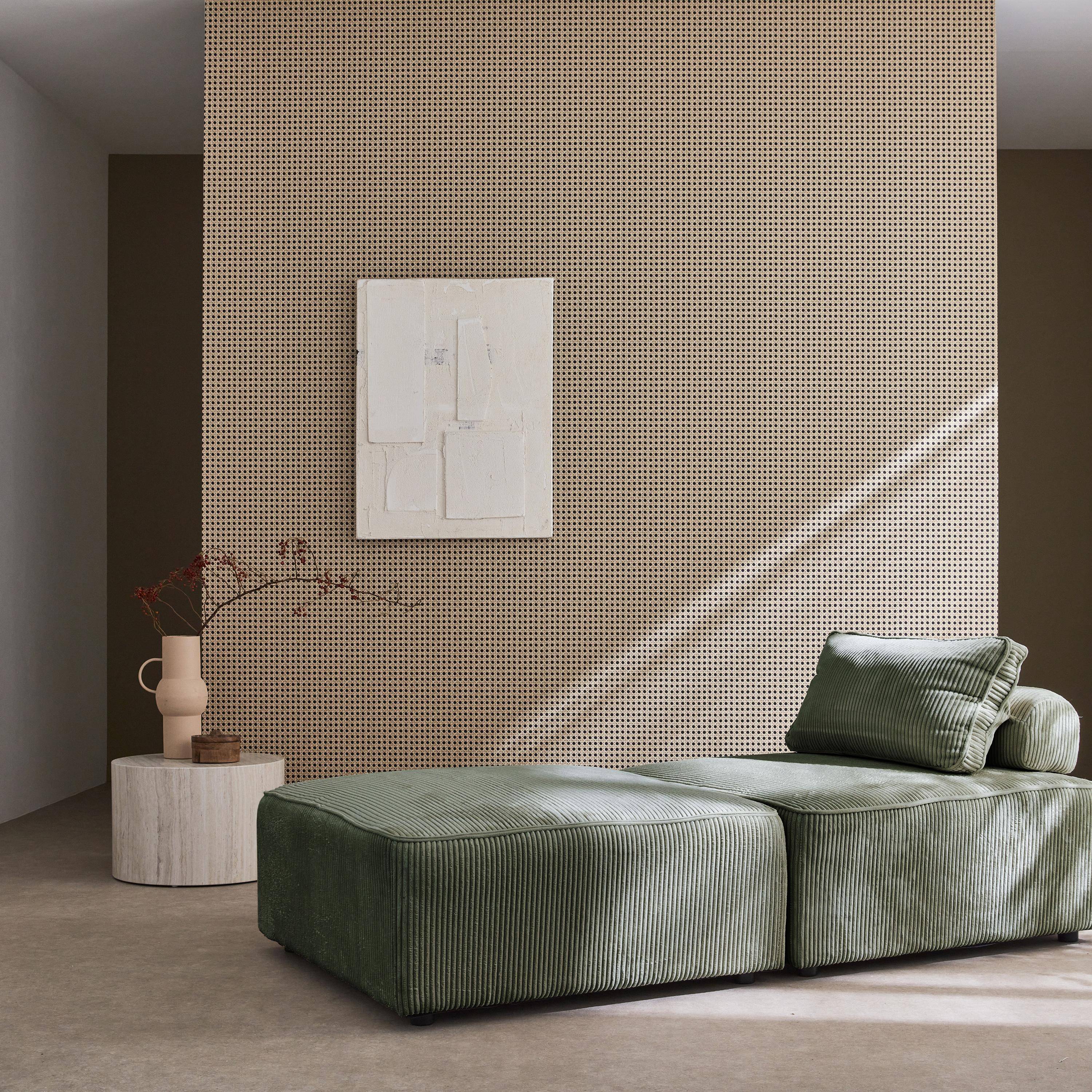 2er Set Sessel ohne Armlehne mit grünem Cordbezug für ein modulares Sofa - Lao Photo3