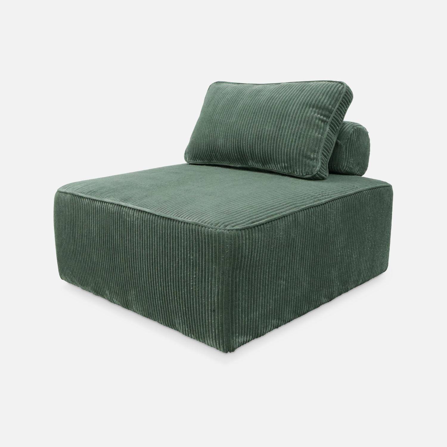 2er Set Sessel ohne Armlehne mit grünem Cordbezug für ein modulares Sofa - Lao,sweeek,Photo5