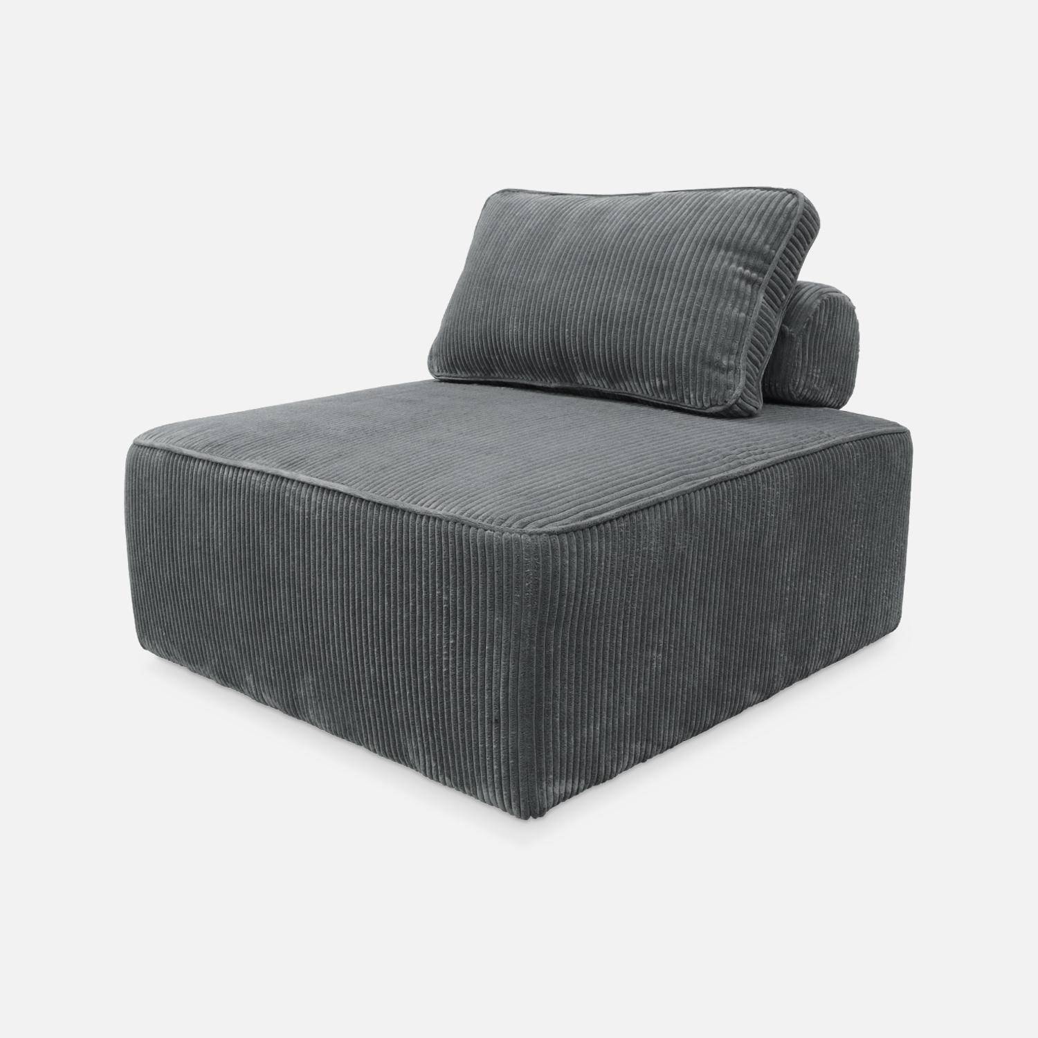 2er Set Sessel ohne Armlehne mit grauem Cordbezug für ein modulares Sofa Photo5
