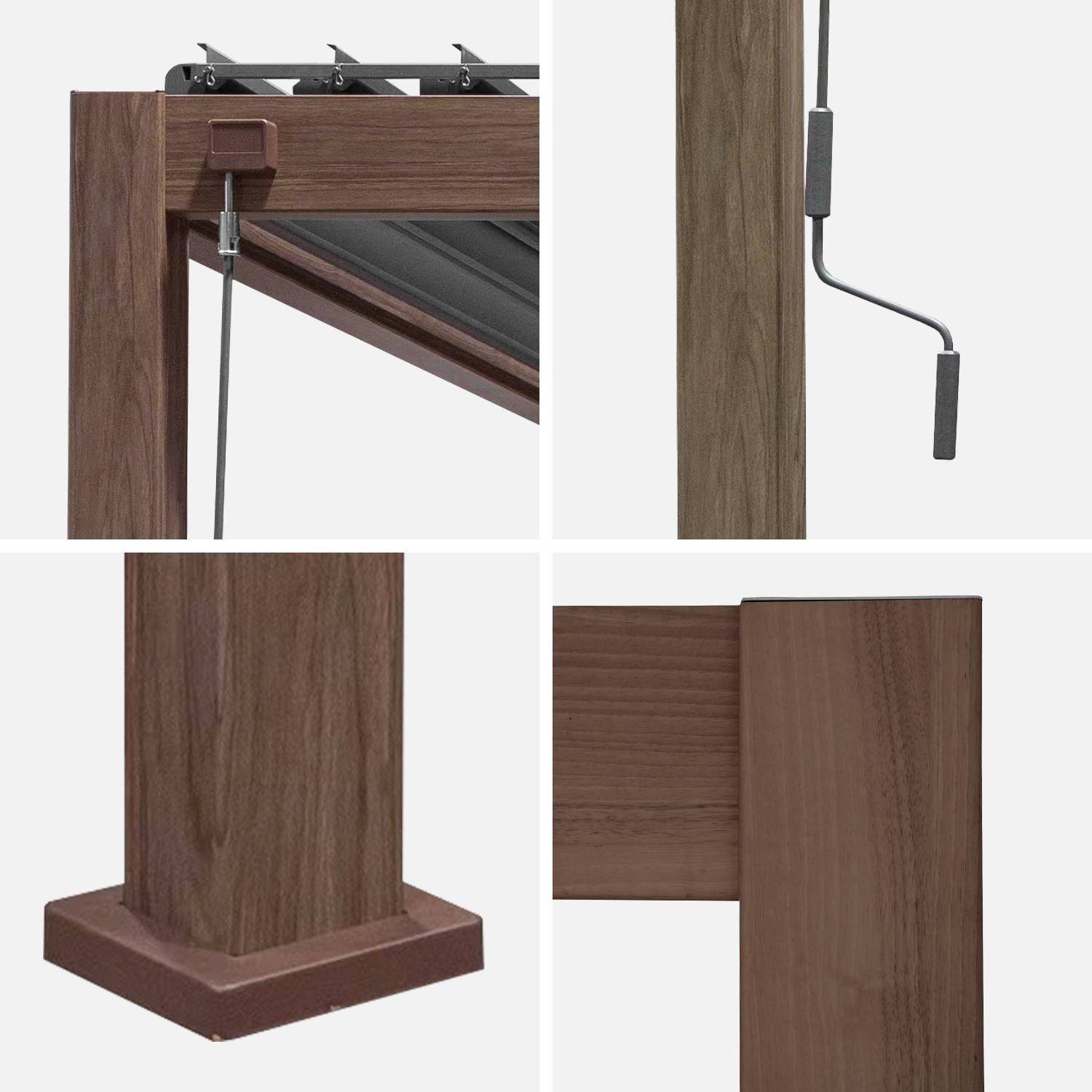 Pergola met lamellendak, kleur donker hout - Triomphe - 3x4m, aluminium, met verstelbare lamellen Photo5