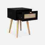 Wood and cane effect bedside table with 1 drawer - black - Boheme Photo7