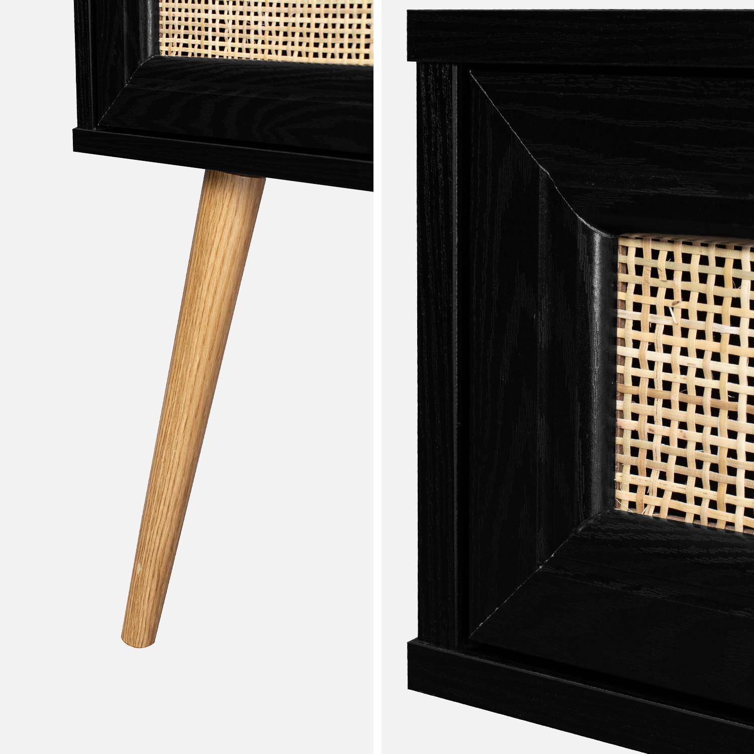 Mesilla de noche efecto madera y caña con 1 cajón - negro - Bohème Photo5