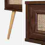 Table de chevet effet bois & cannage avec 1 tiroir - coloris bois foncé - Bohème Photo6