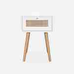 Wood and cane effect bedside table with 1 drawer - white - Bohème Photo5
