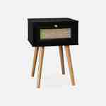 Set of 2 black wood and cane effect bedside tables with 1 drawer Photo8