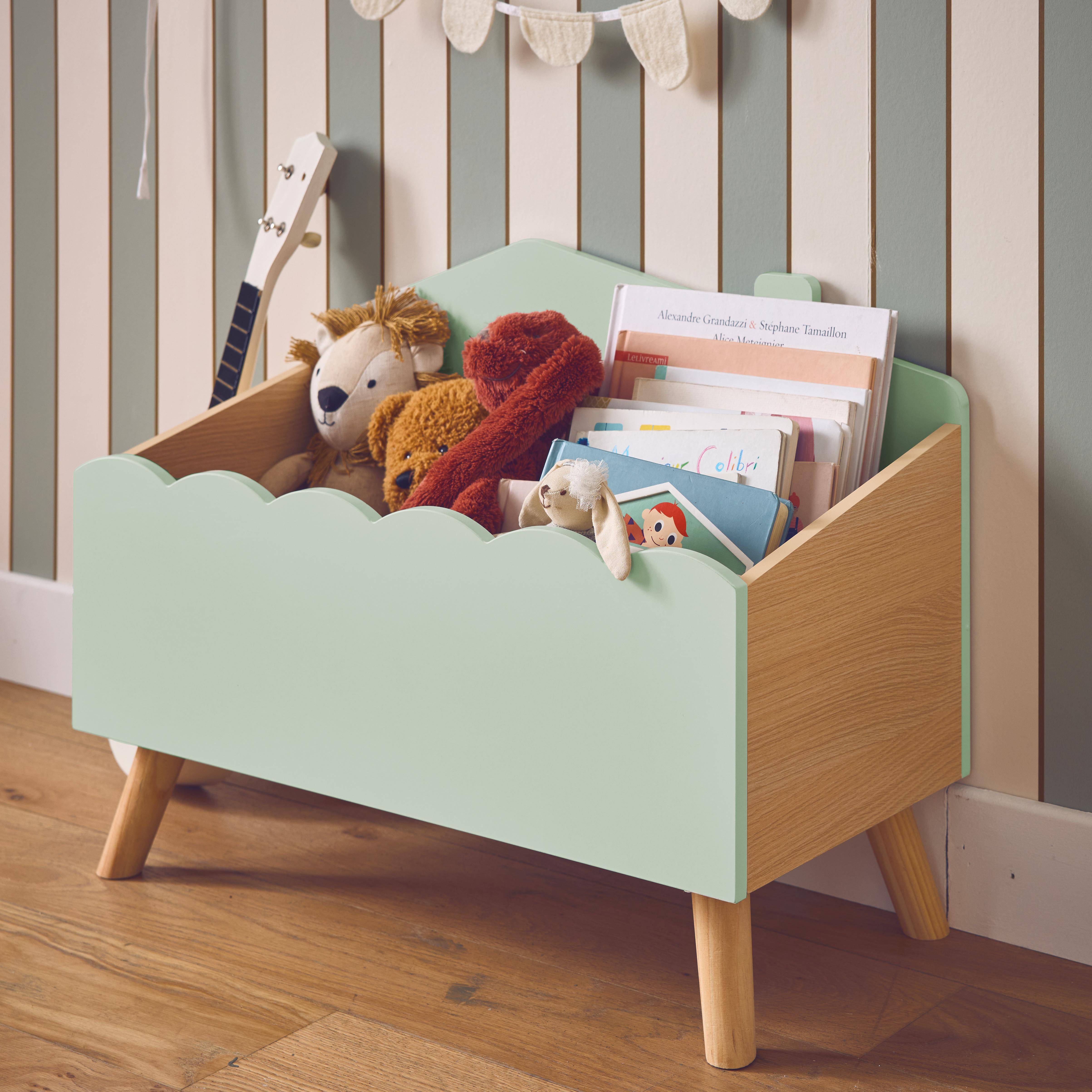 Coffre de rangement enfant, ouvert, vert ,sweeek,Photo2