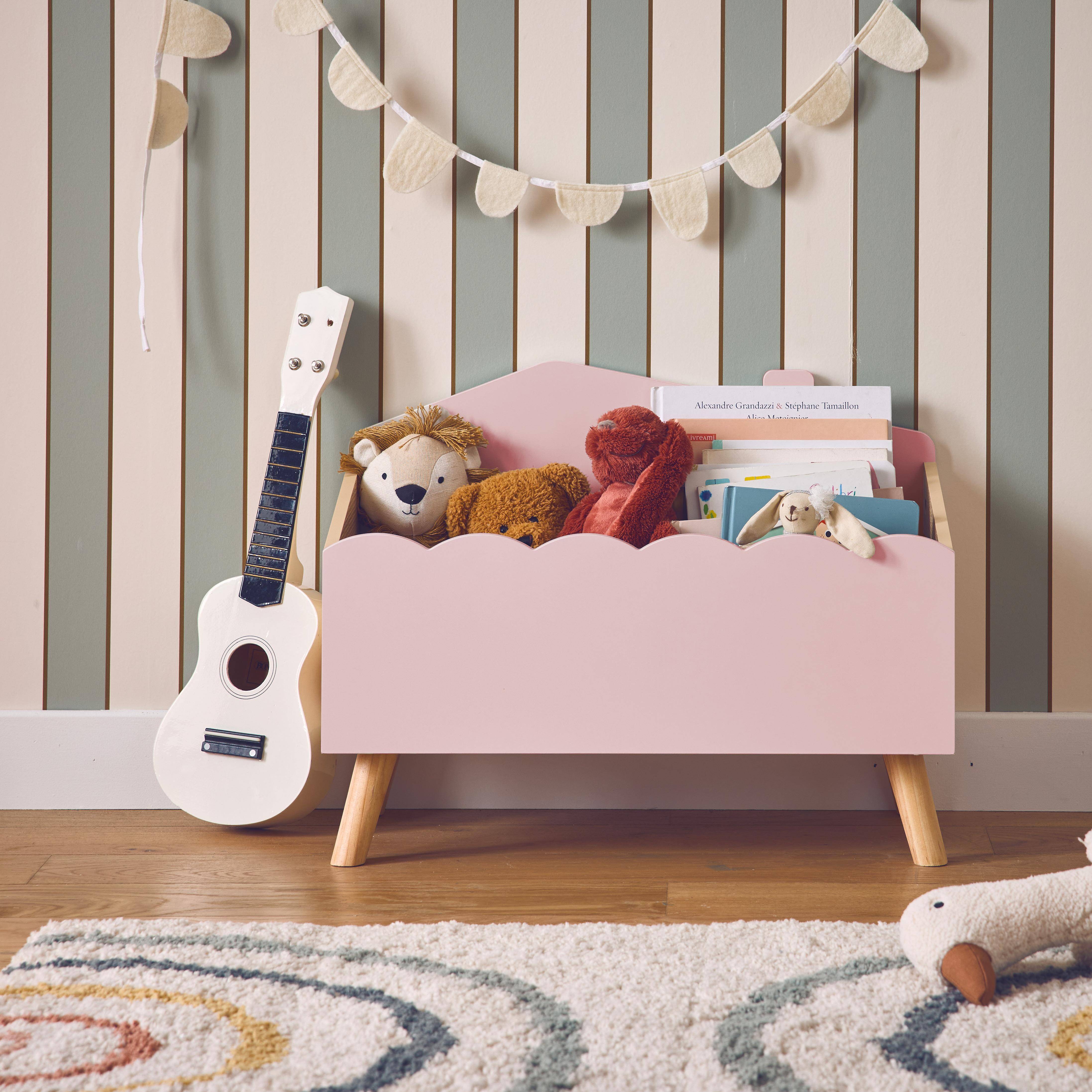 Coffre de rangement enfant, ouvert, rose Photo1