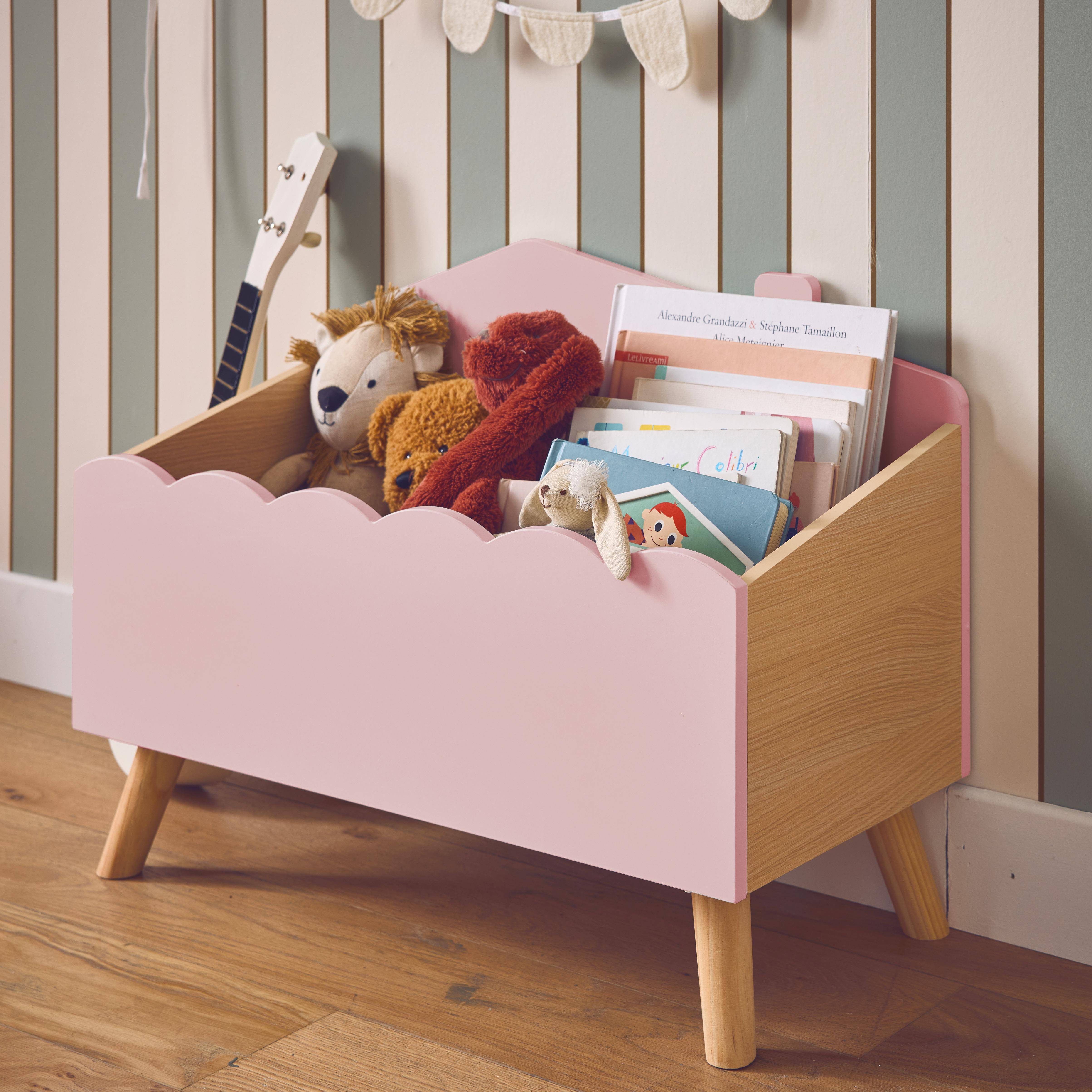 Coffre de rangement enfant, ouvert, rose Photo2