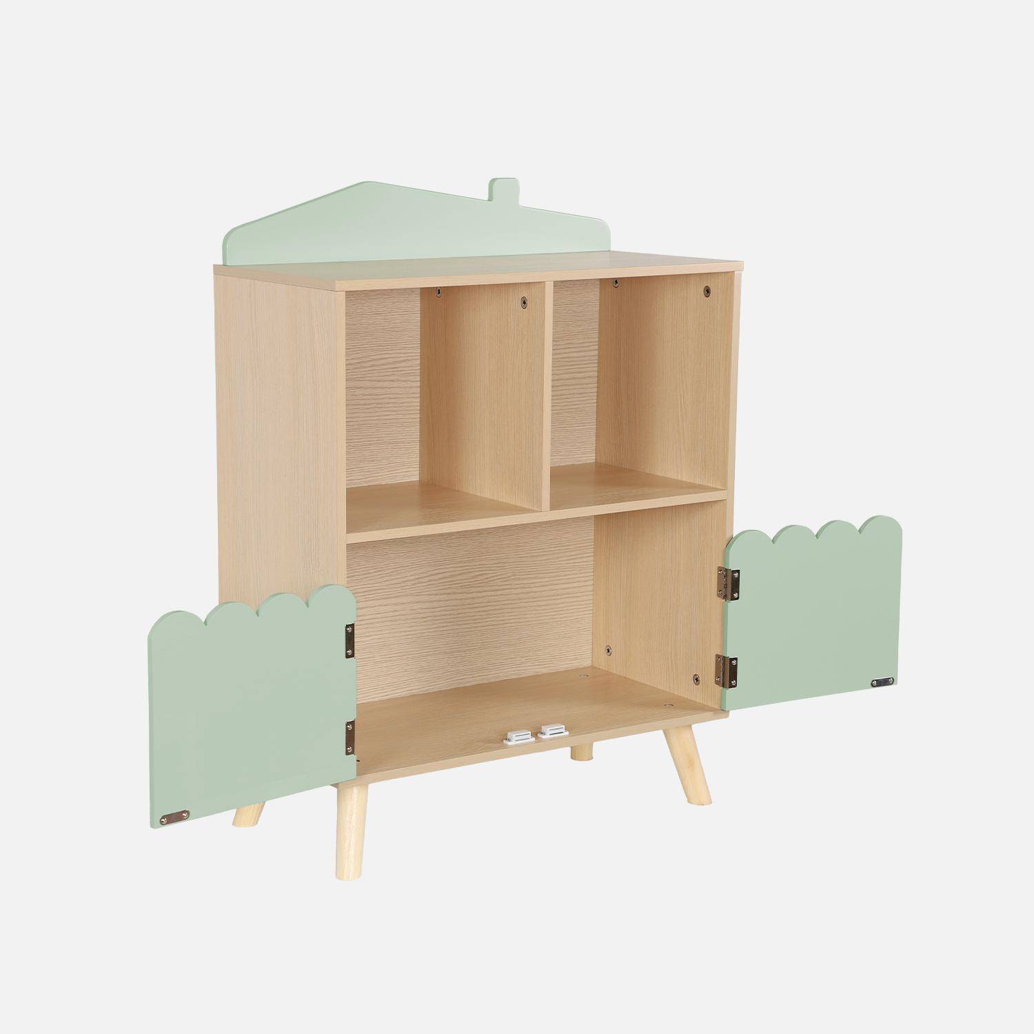 Bibliothèque Enfant Rose Avec 2 Portes Et 4 étagères - Dimensions 60x30x104,5 Cm, Système Anti-basculement - 9