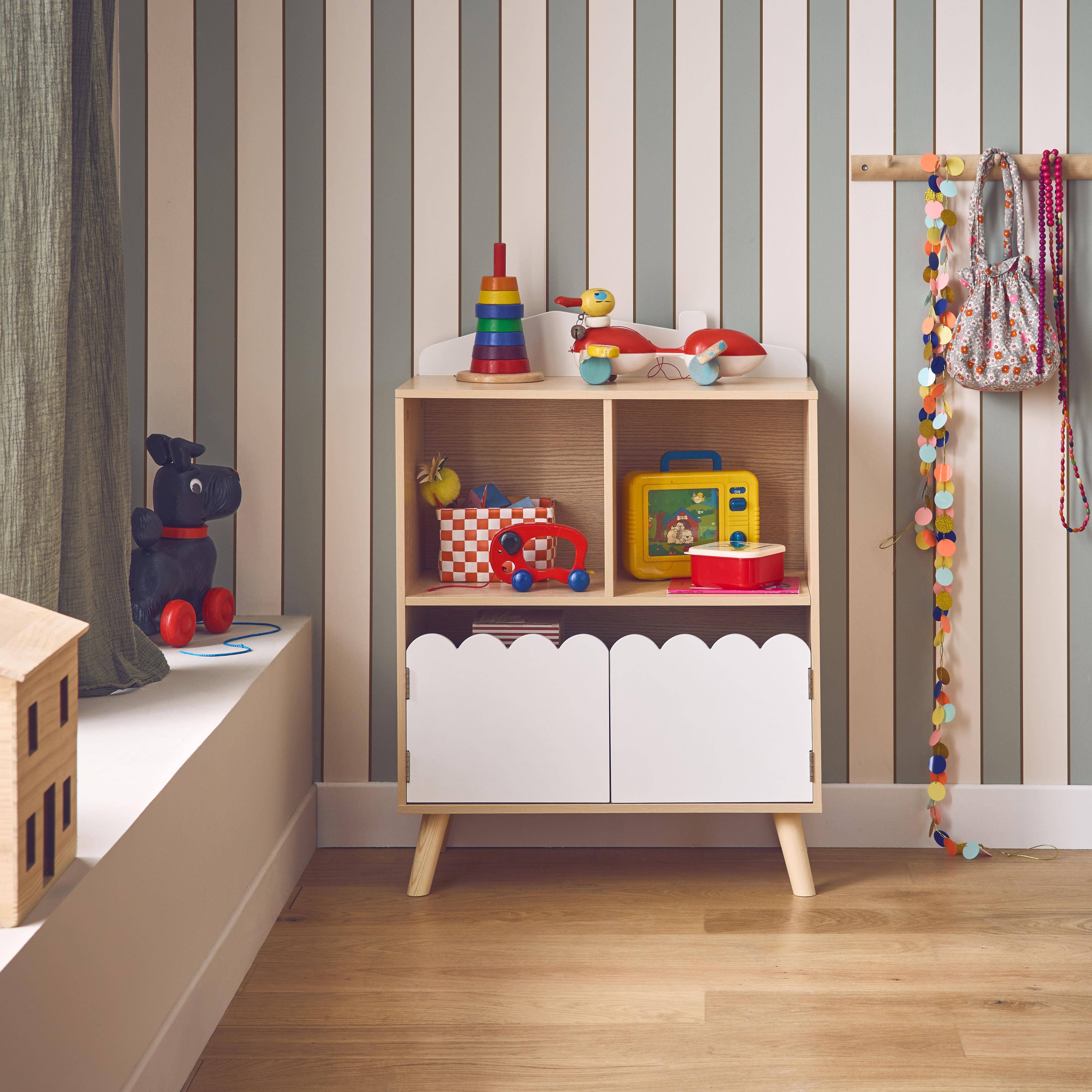 Bibliothèque Enfant Rose Avec 2 Portes Et 4 étagères - Dimensions 60x30x104,5 Cm, Système Anti-basculement - 5