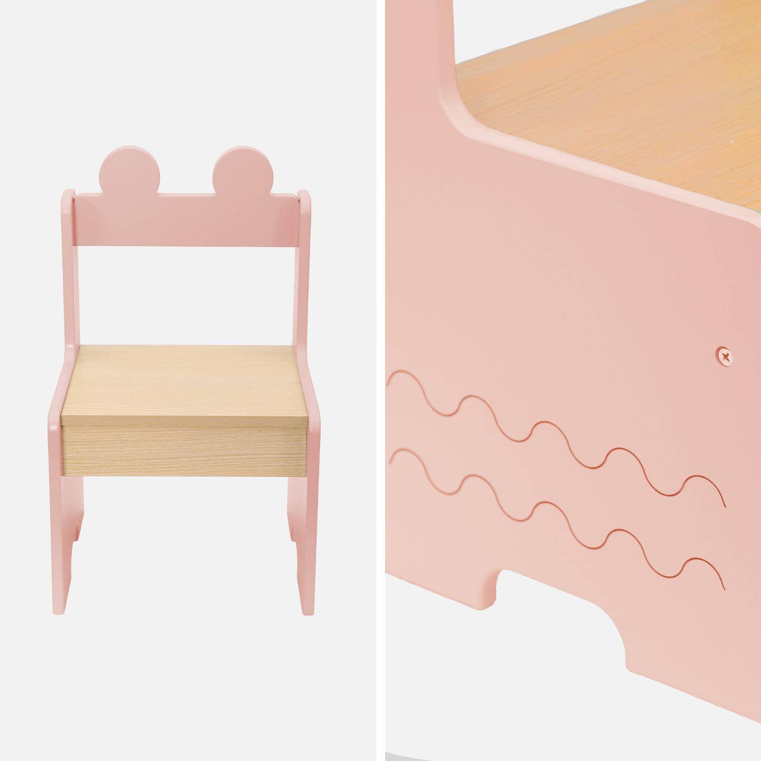 Table enfant + 2 chaises, avec étagères, rose Photo6