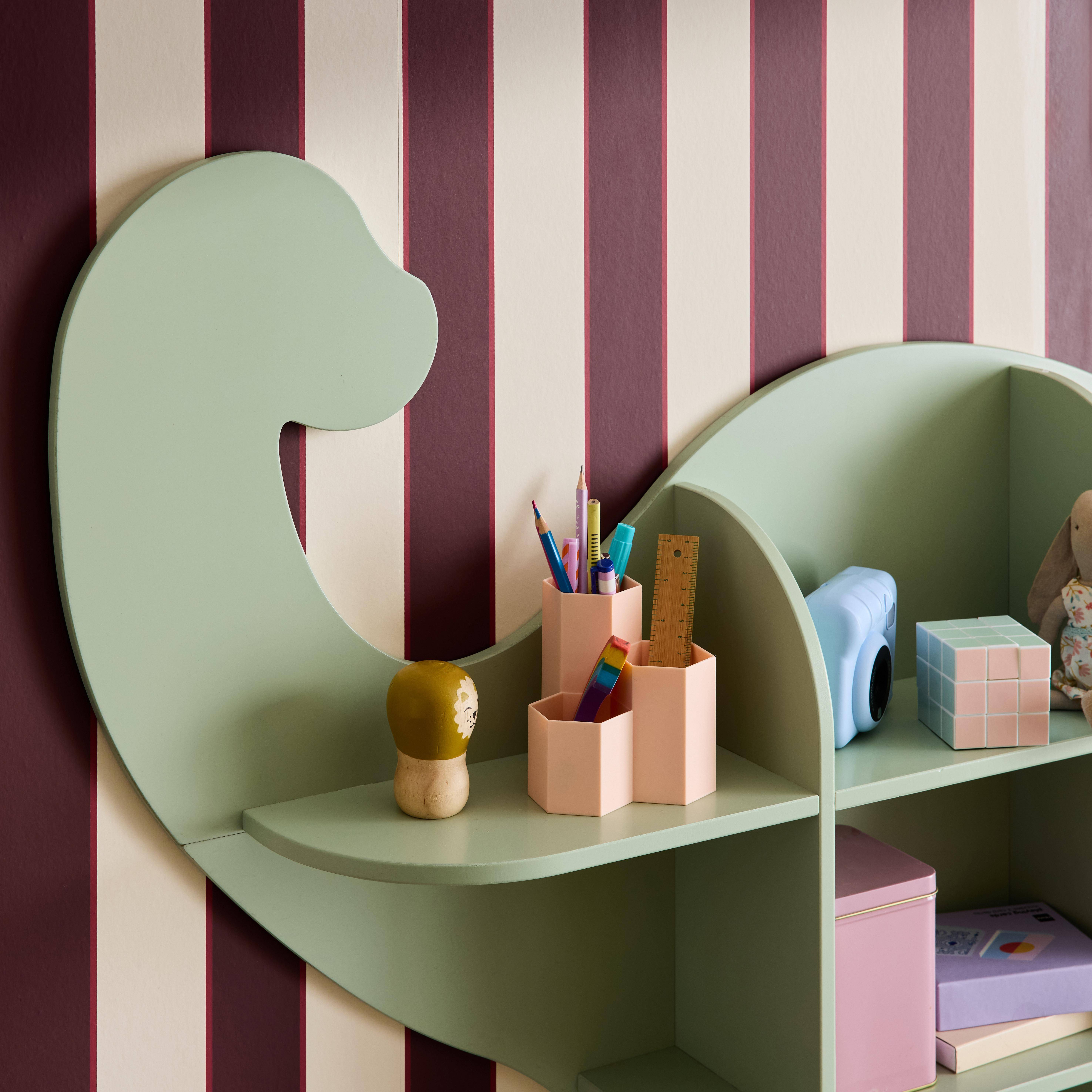 Półka ścienna dinozaur 5 przestrzeni do przechowywania, zielona - dł. 108 x gł. 16,5 x wys. 78,5 cm - Brachi Photo3