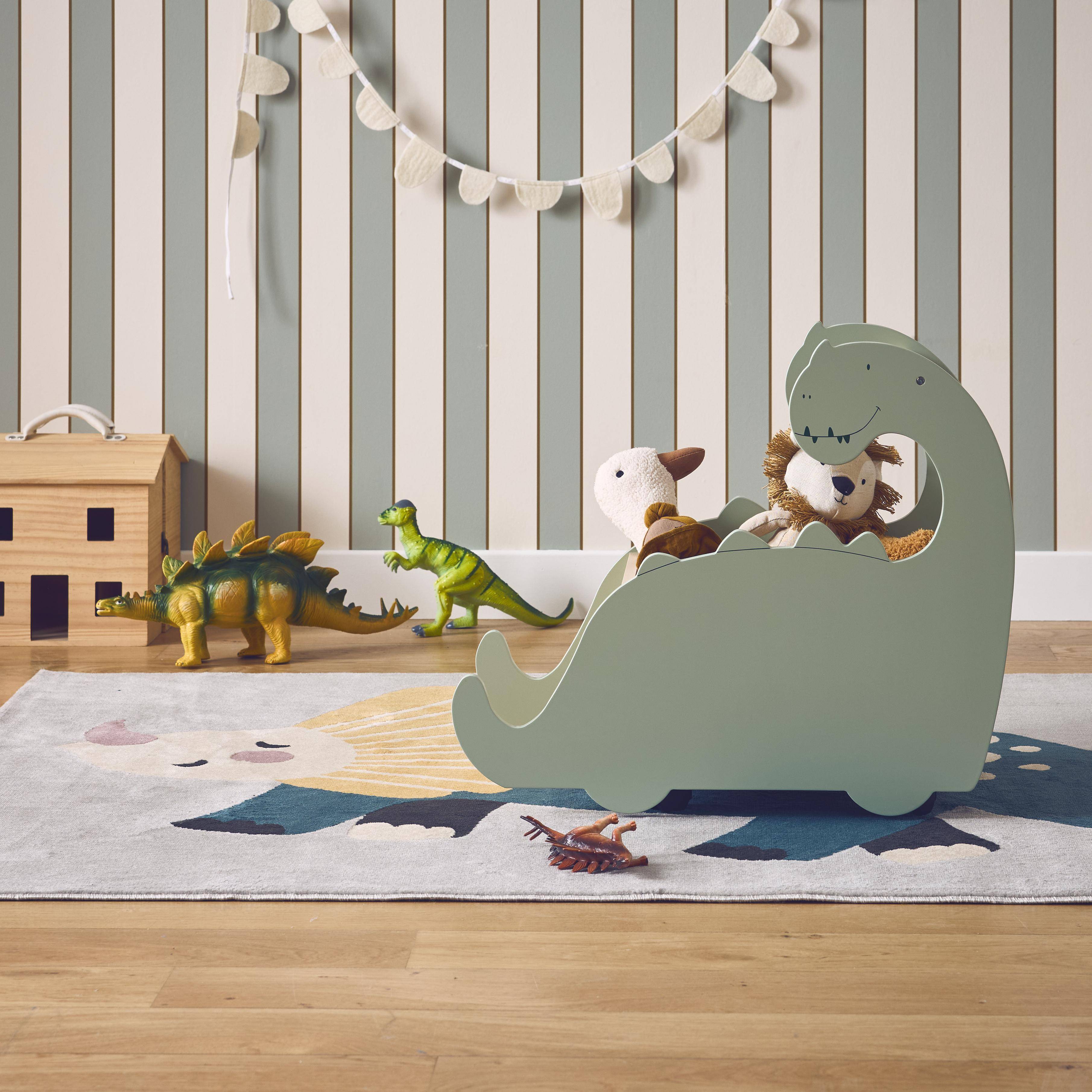 Coffre à jouets avec roulettes, pour enfant dinosaure  Photo1