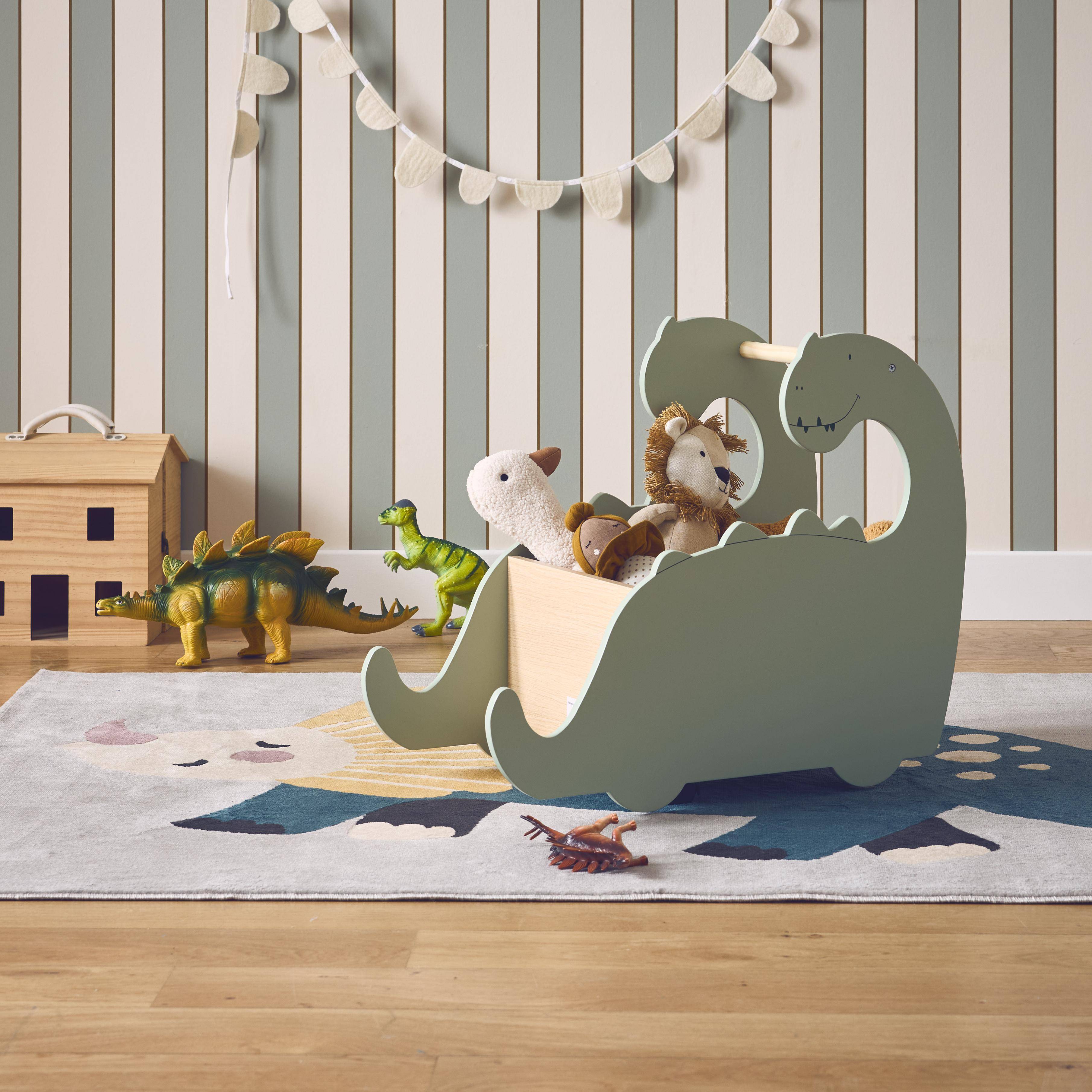 Coffre à jouets avec roulettes, pour enfant dinosaure  Photo3
