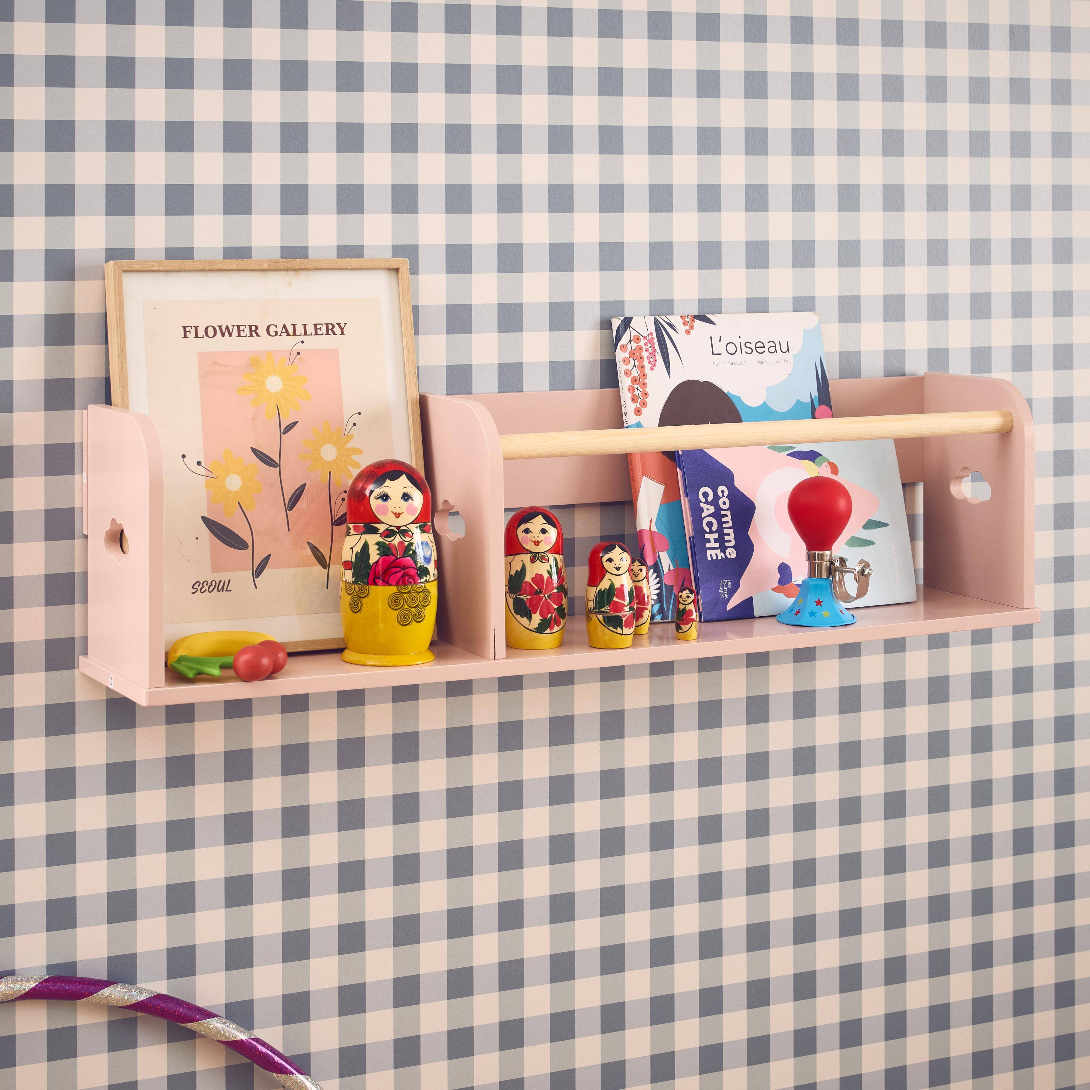 Kinderkamer roze wandplank 80cm Photo2