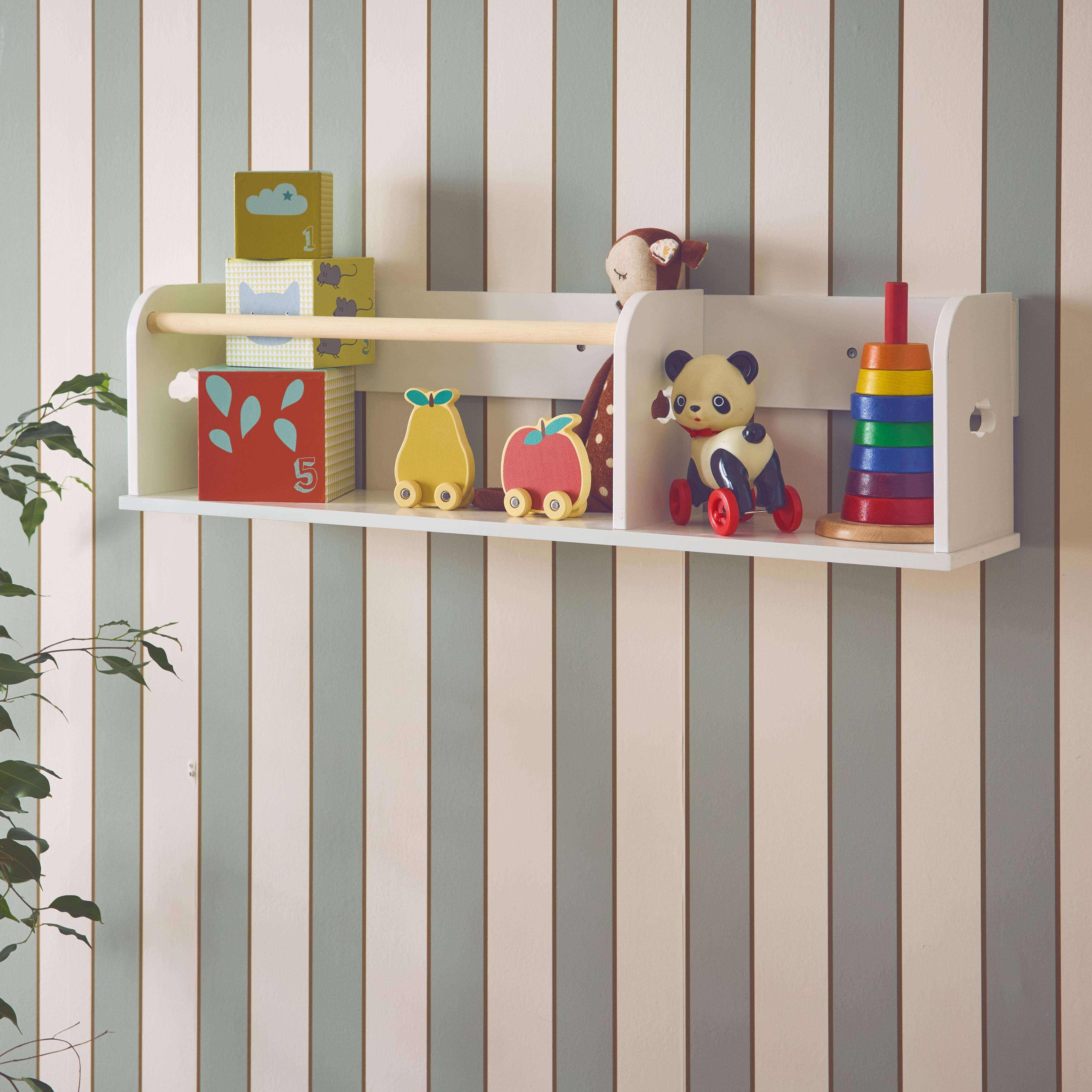 Witte wandplank voor opbergruimte in kinderkamer 80cm Photo2