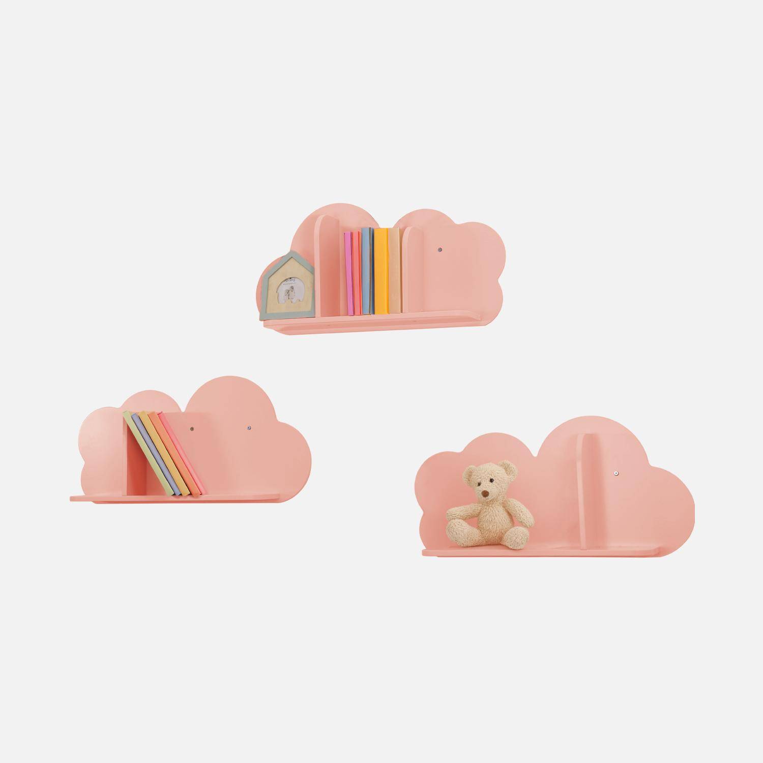 Set van 3 wolkenroze wandplanken voor de kinderkamer,sweeek,Photo3