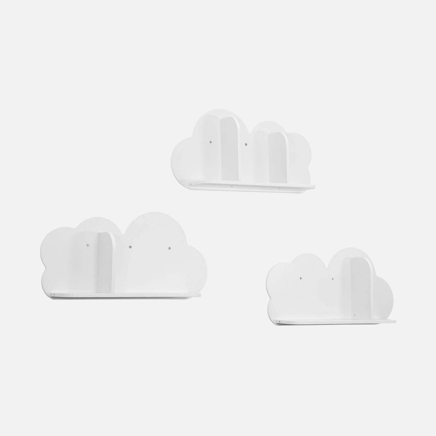 Set van 3 witte wolken wandplanken voor de kinderkamer Photo5