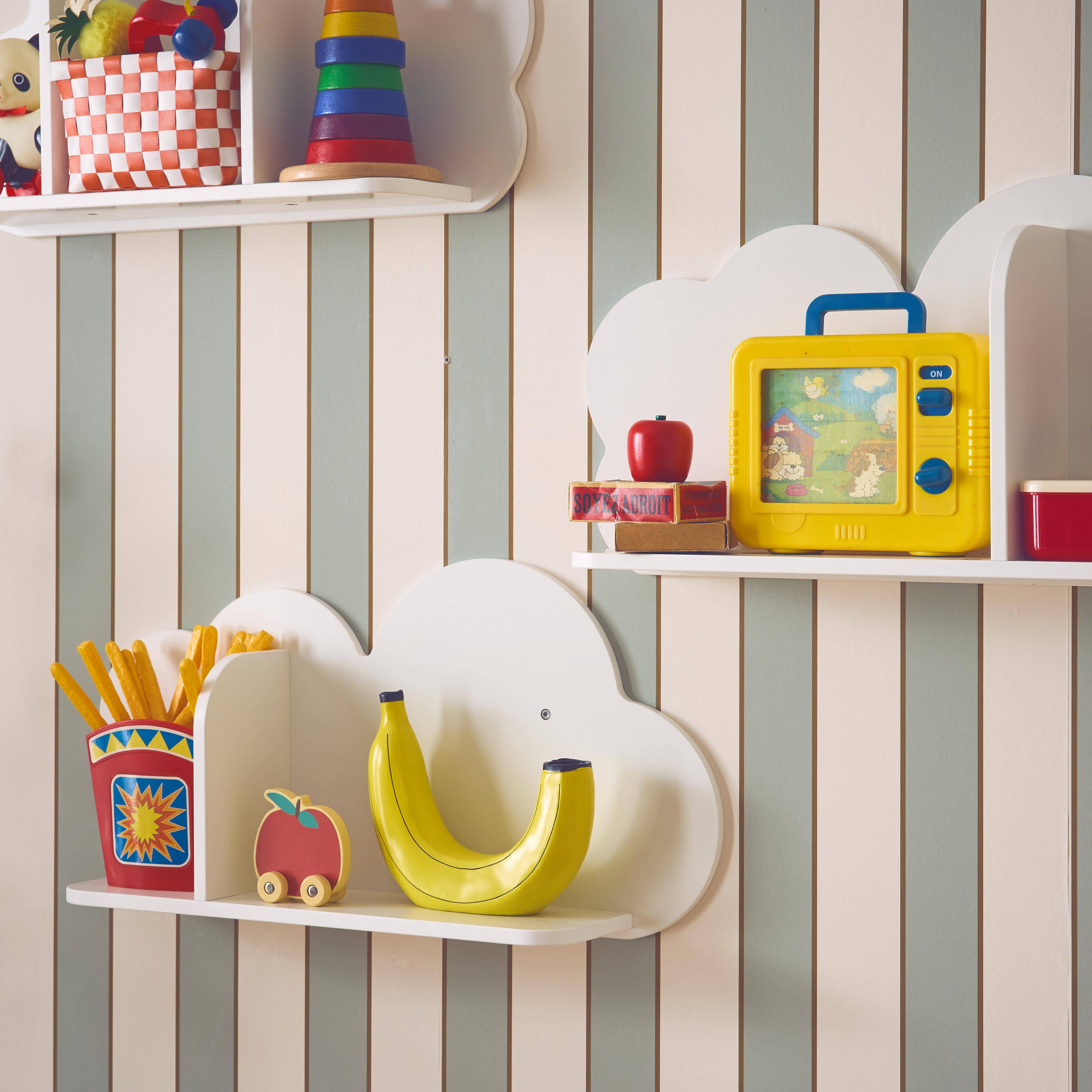 Set van 3 witte wolken wandplanken voor de kinderkamer,sweeek,Photo2