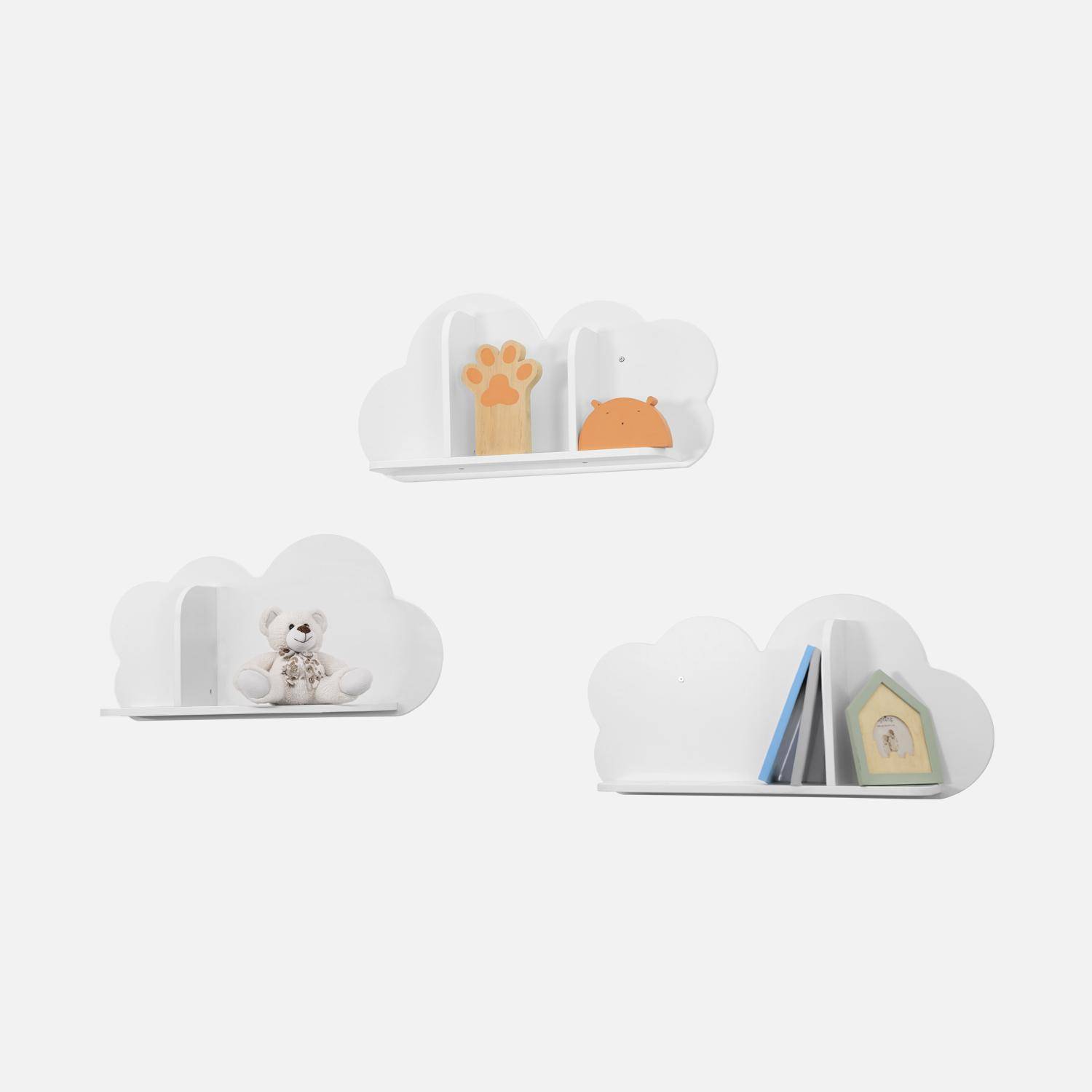 Set van 3 witte wolken wandplanken voor de kinderkamer,sweeek,Photo4