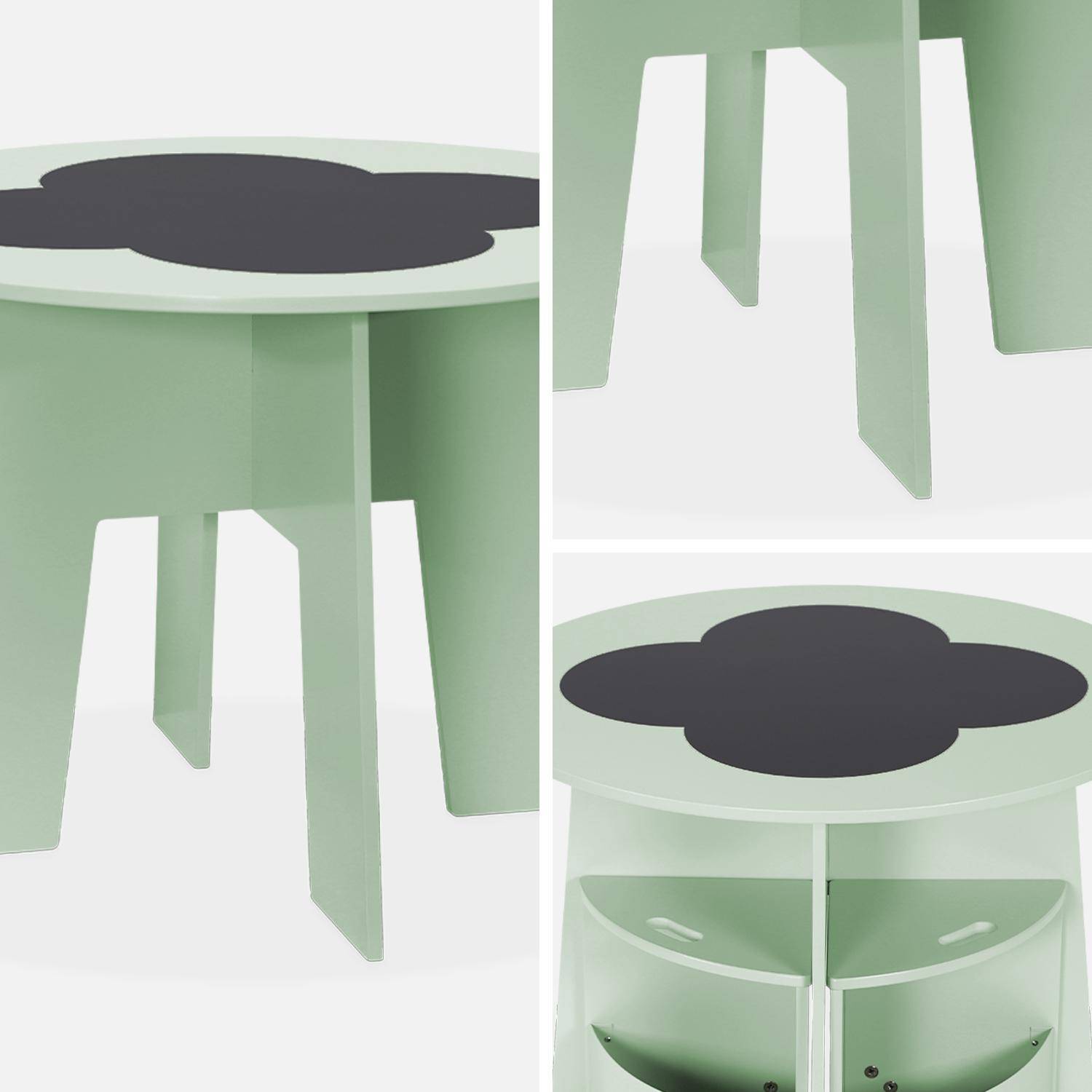 Table et 4 chaises enfant, vert, avec ardoise et rangements  Photo8