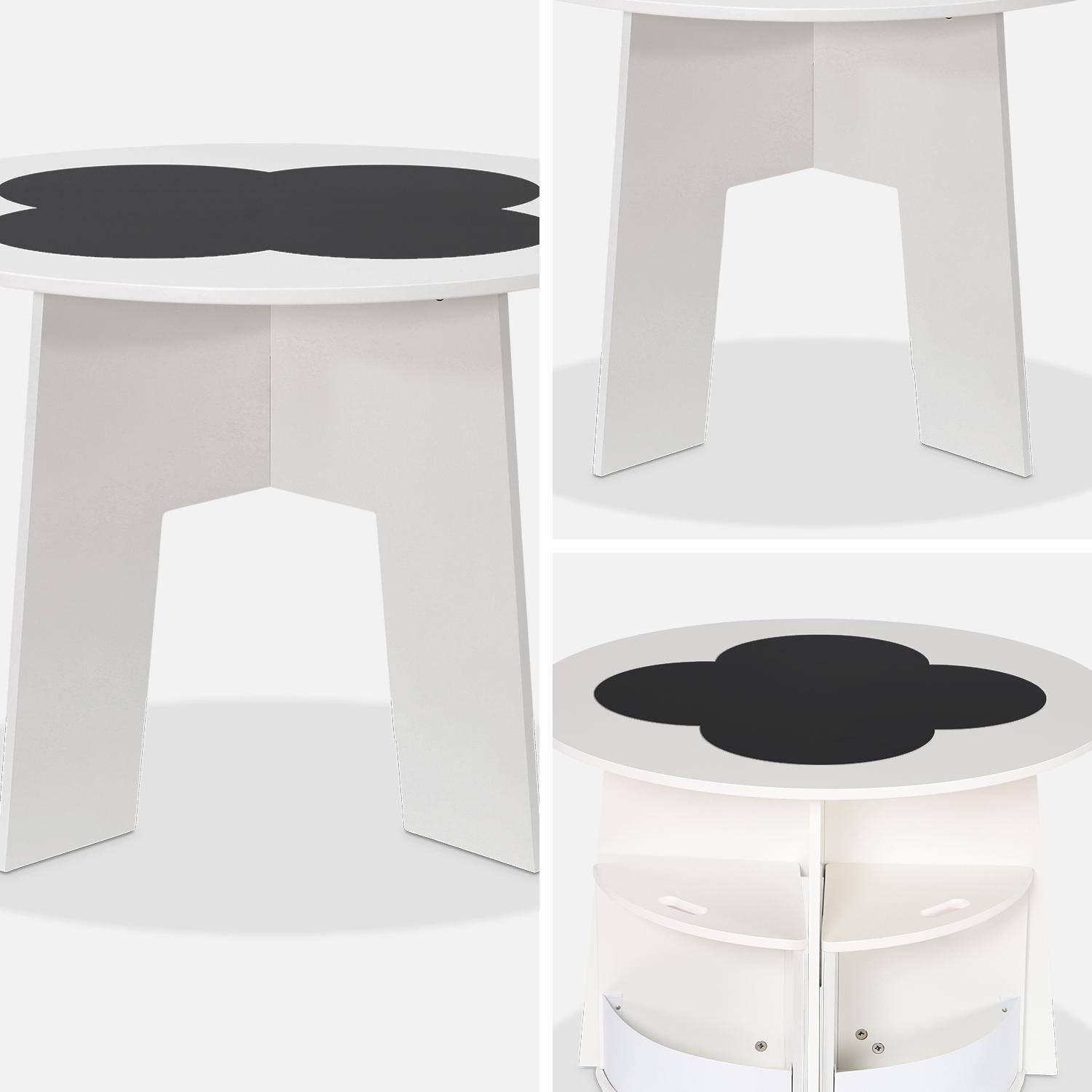 Kindertafel en 4 stoelen, wit, met leisteen en opbergruimte,sweeek,Photo9