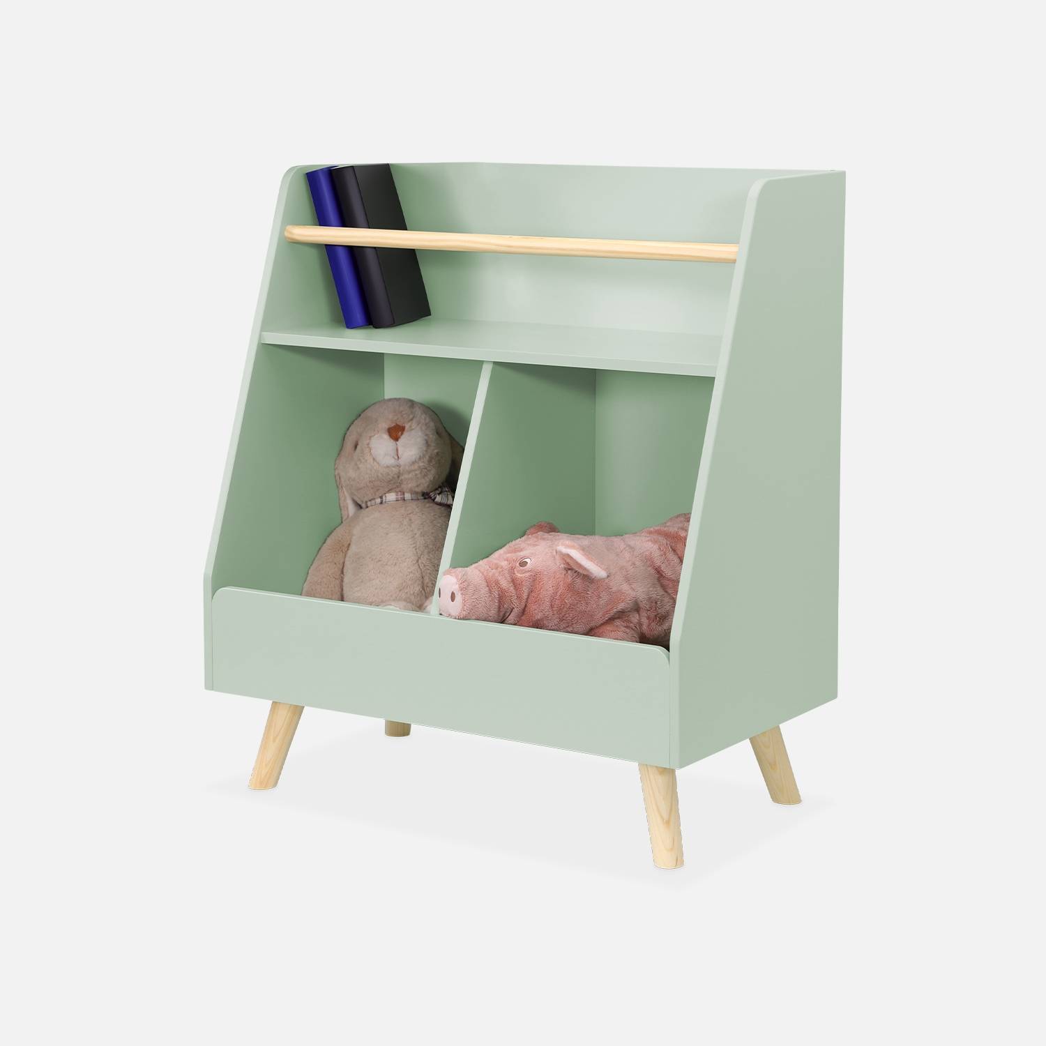 Children's storage unit with 2 compartments, Green