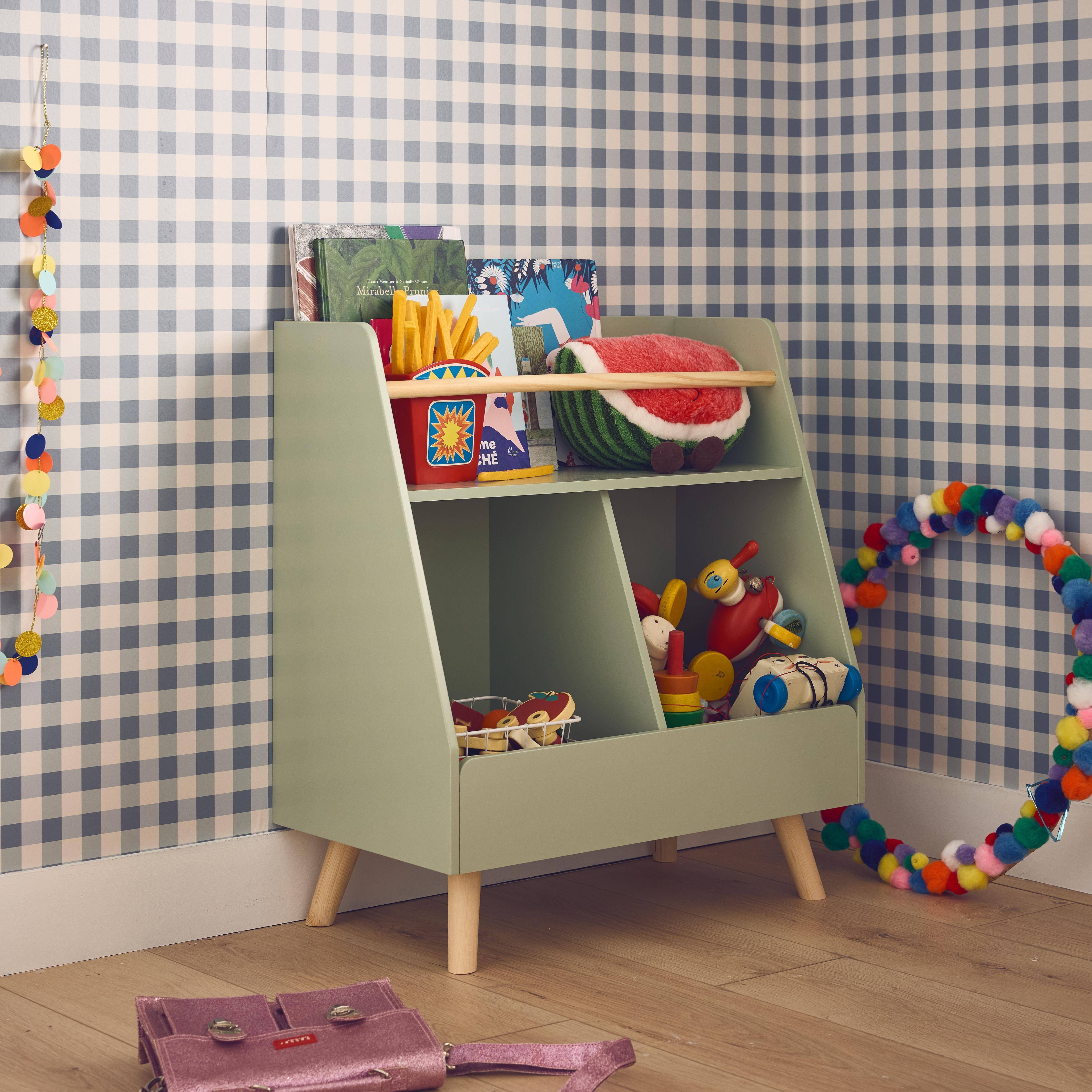 Meuble de rangement enfant, vert, 2 compartiments  Photo2